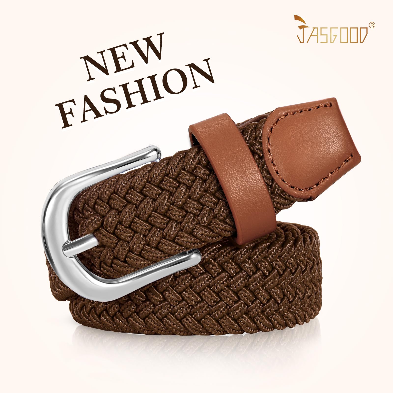 2-Pack Elastic Woven Stretch Fabric Braided Belts for Women