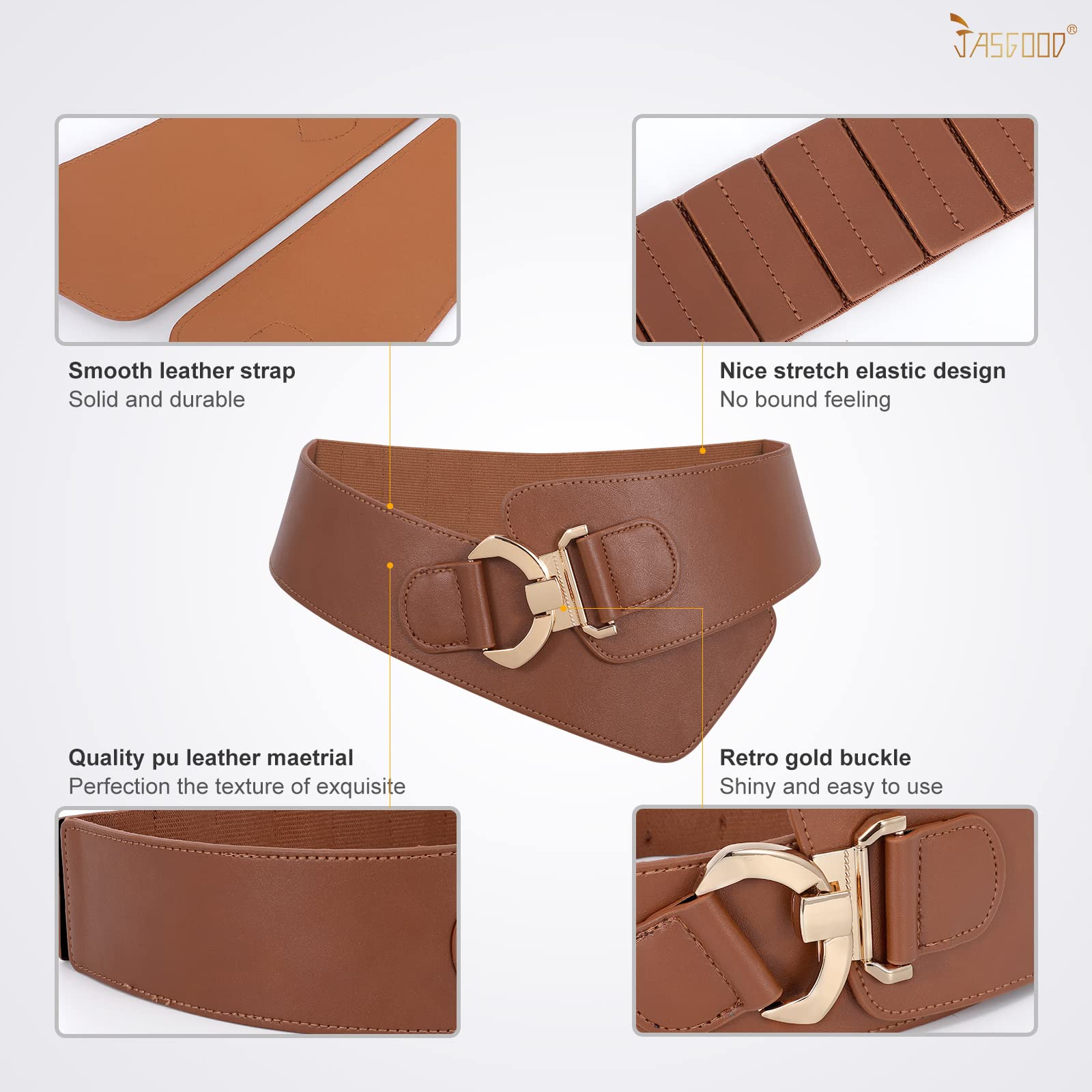 Gold Interlock Buckle Elastic Wide Belt