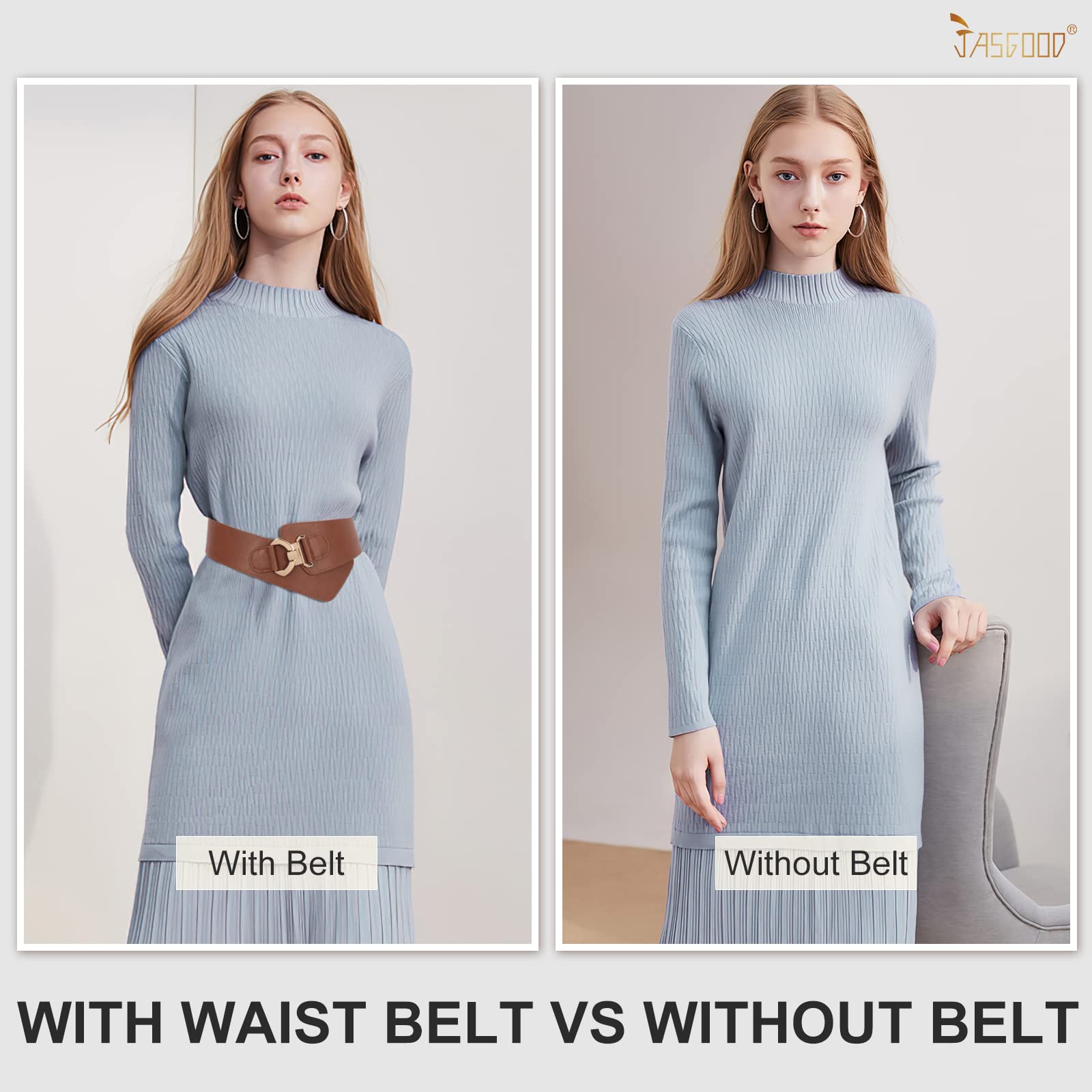 Gold Interlock Buckle Elastic Wide Belt