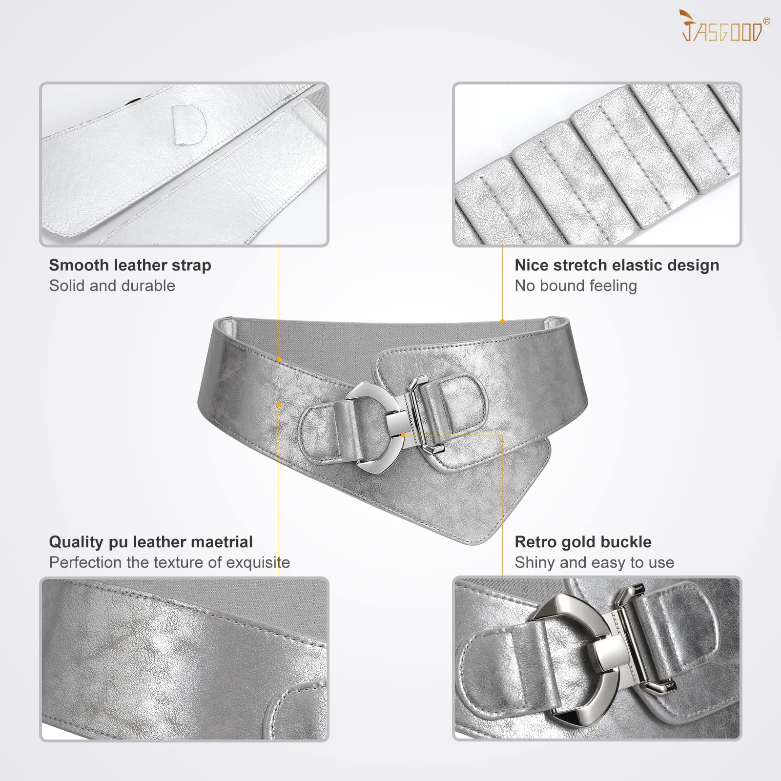 Gold Interlock Buckle Elastic Wide Belt