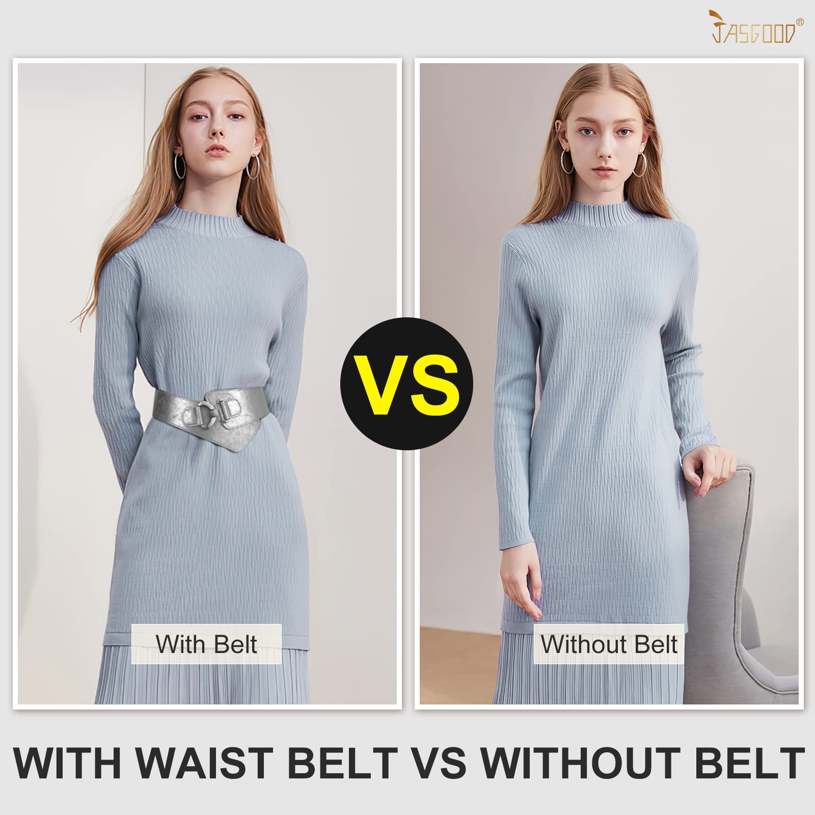 Gold Interlock Buckle Elastic Wide Belt