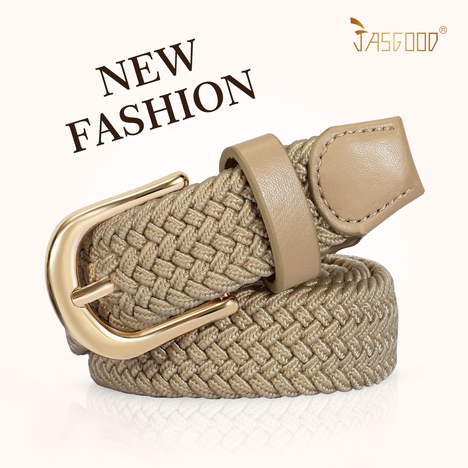 2-Pack Elastic Woven Stretch Fabric Braided Belts for Women