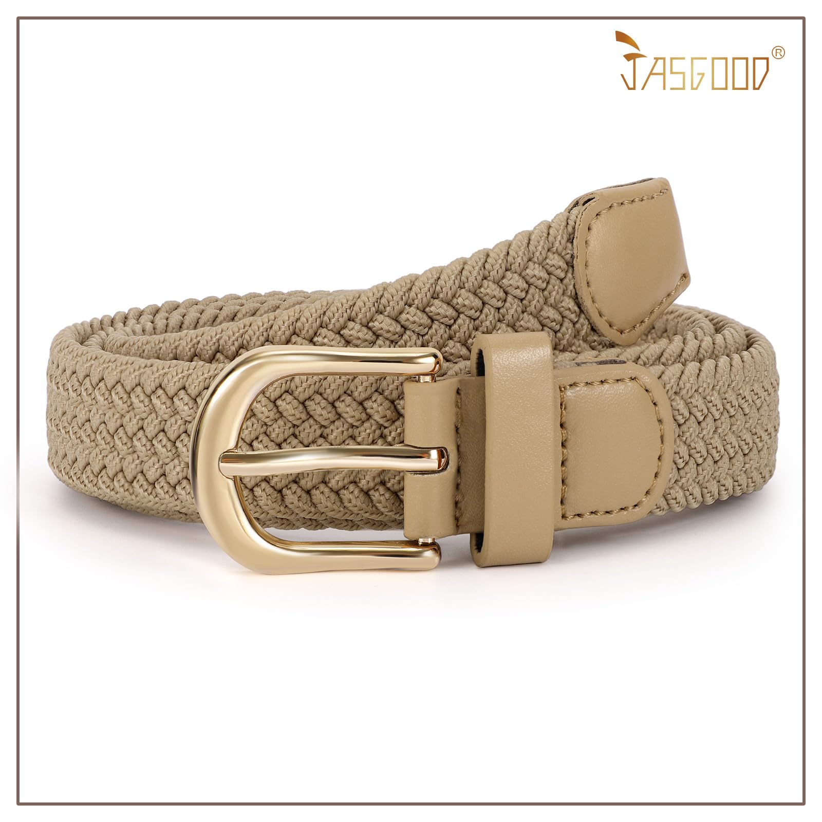 2-Pack Elastic Woven Stretch Fabric Braided Belts for Women