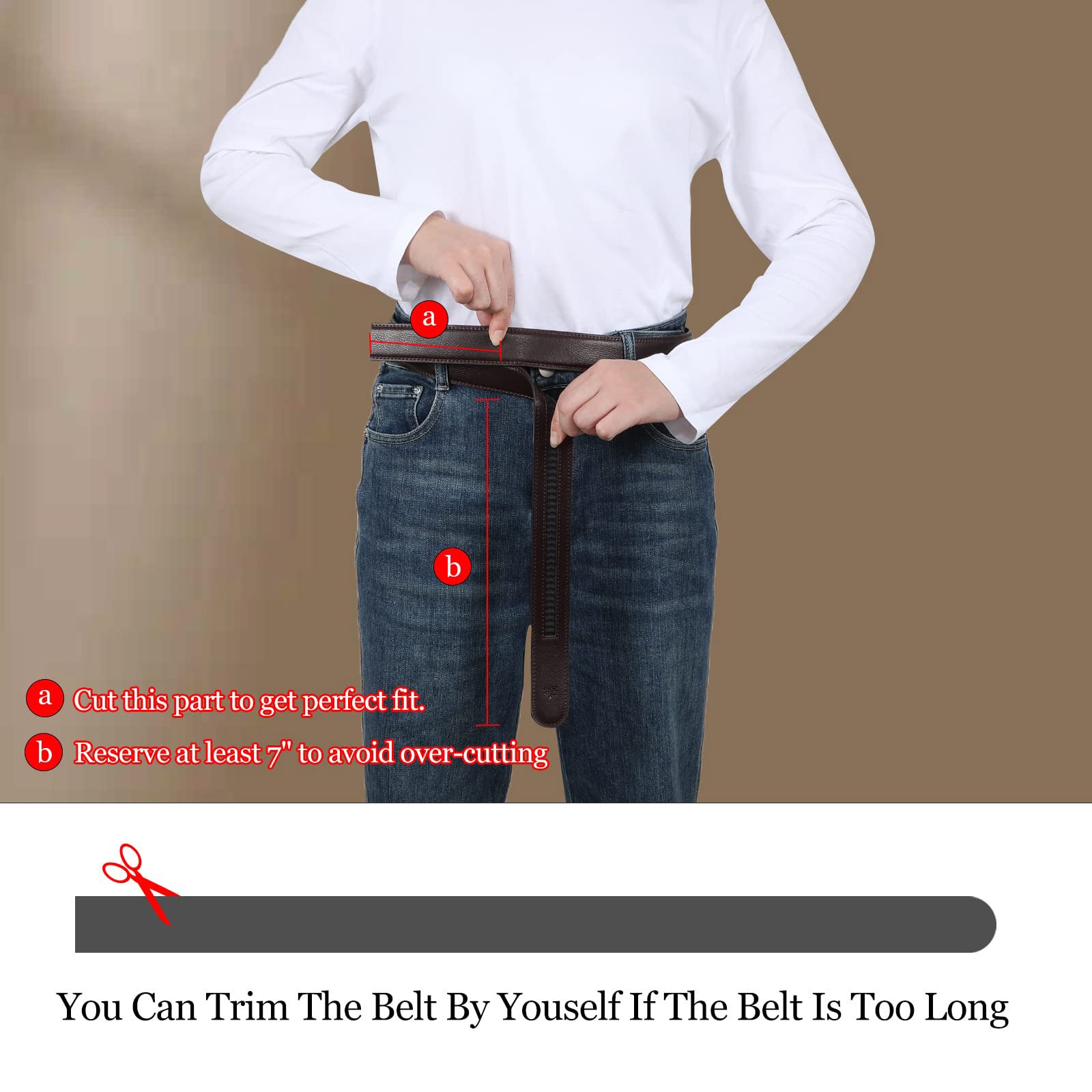 Leather Belt Strap 30mm/1.18" Replacement Without Buckle