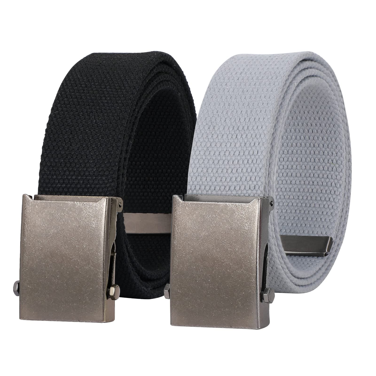 2 Pack Canvas Web Belt with Metal Buckle
