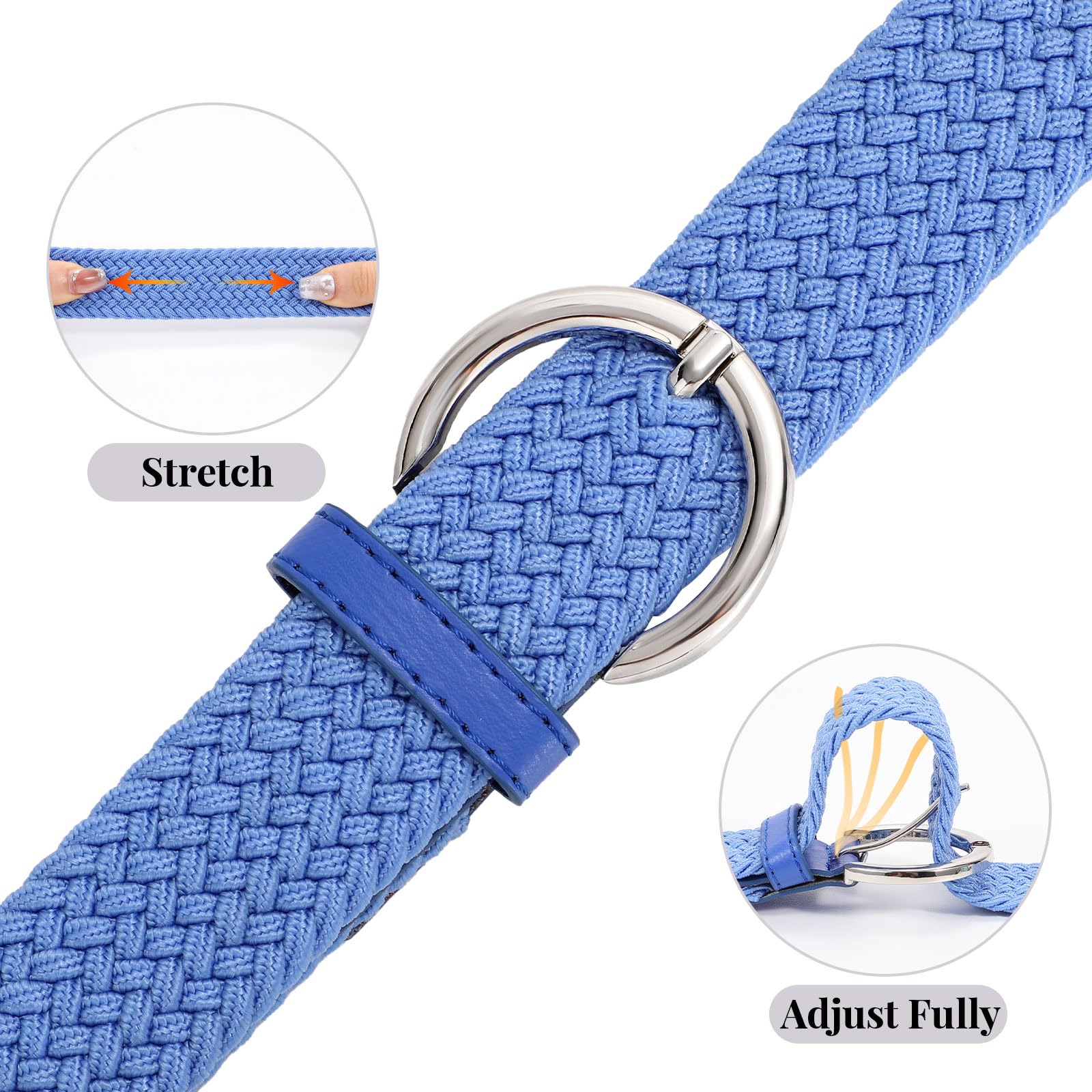Women Men Woven Elastic Stretch Braided Waist Belt