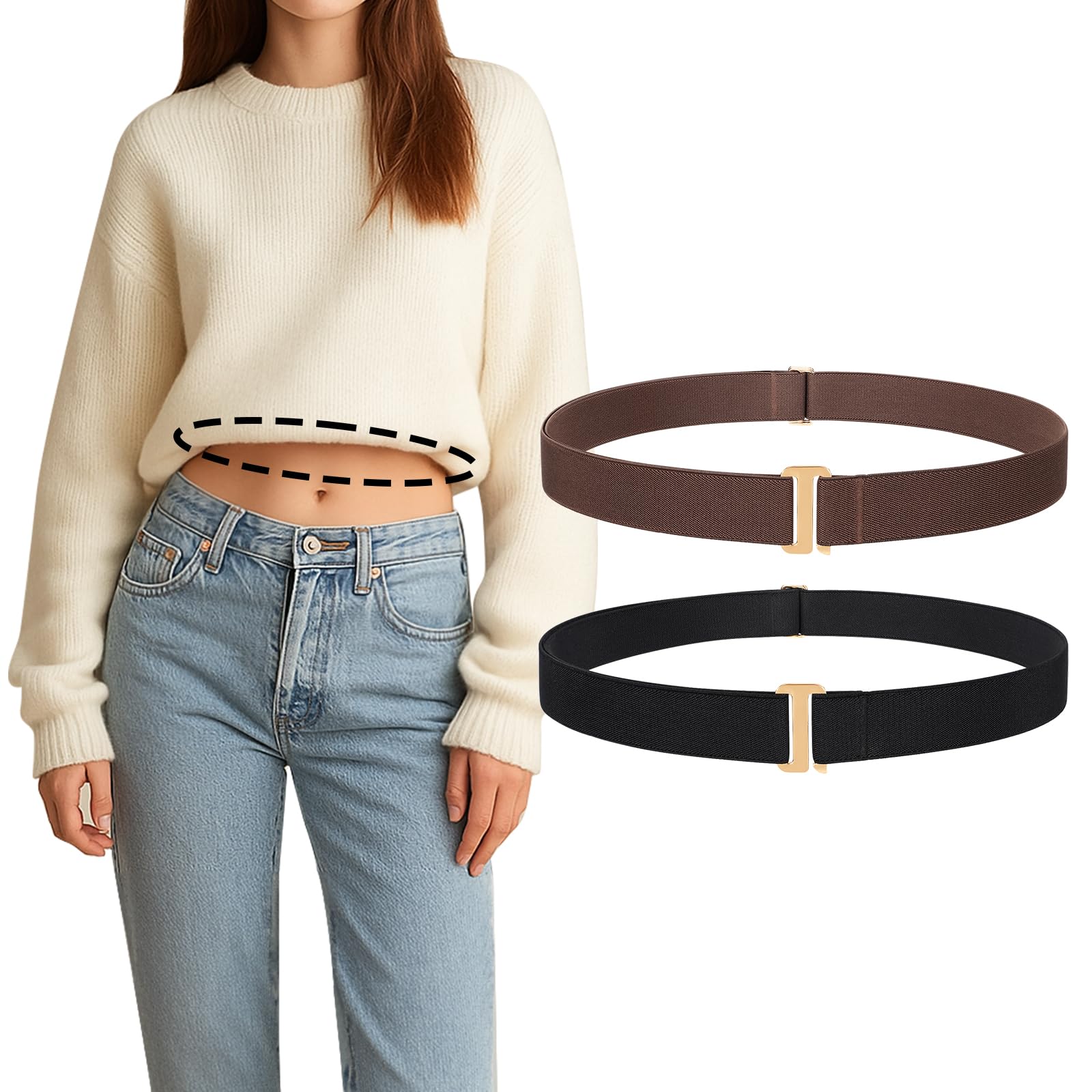 2PACK Crop Top Tuck Waist Band for T-Shirts