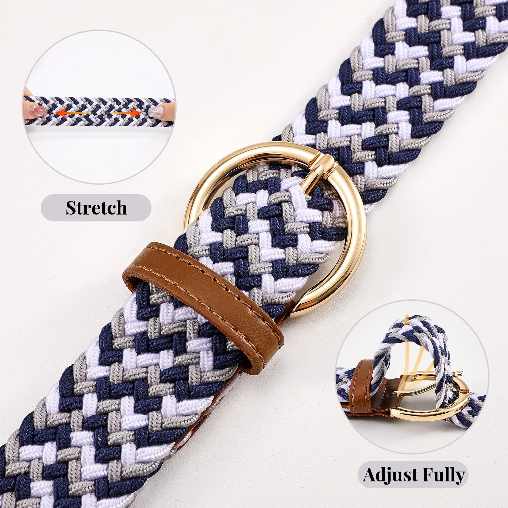 Women Men Woven Elastic Stretch Braided Waist Belt