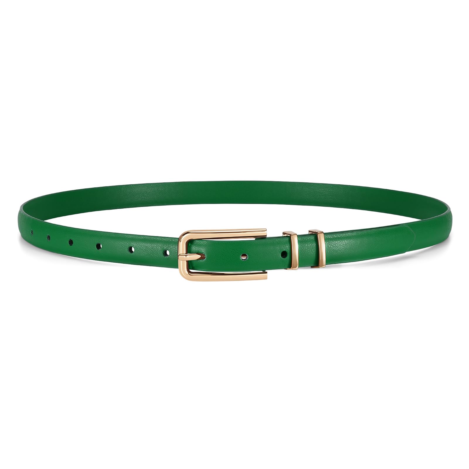 Thin Waist Belt with Square Gold Buckle