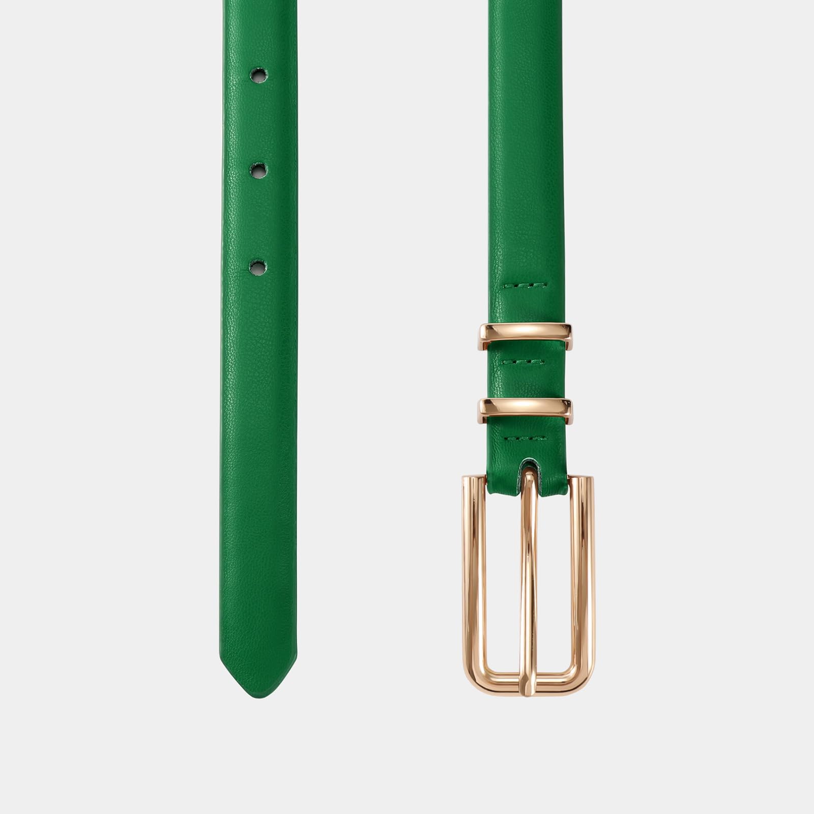 Thin Waist Belt with Square Gold Buckle