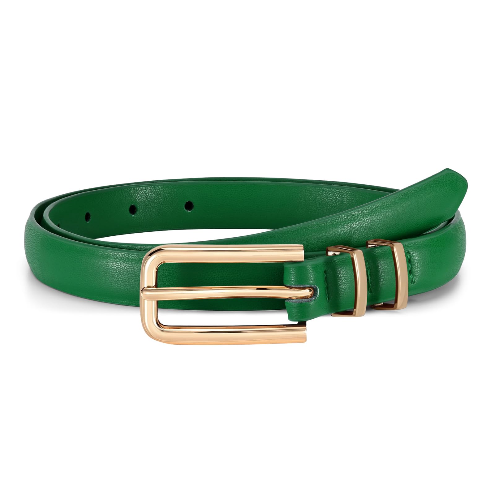 Thin Waist Belt with Square Gold Buckle