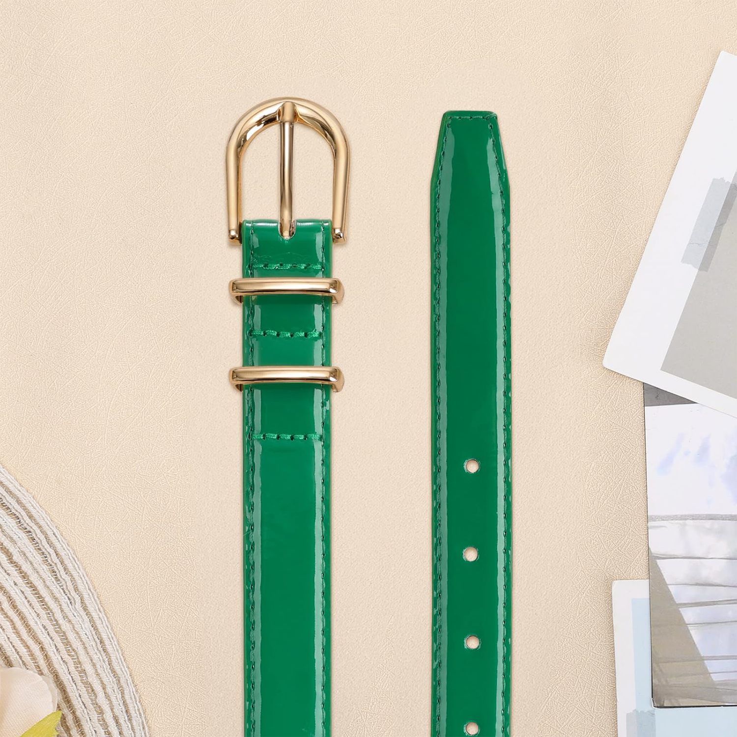 Women Skinny Vegan Leather Belt for Jeans