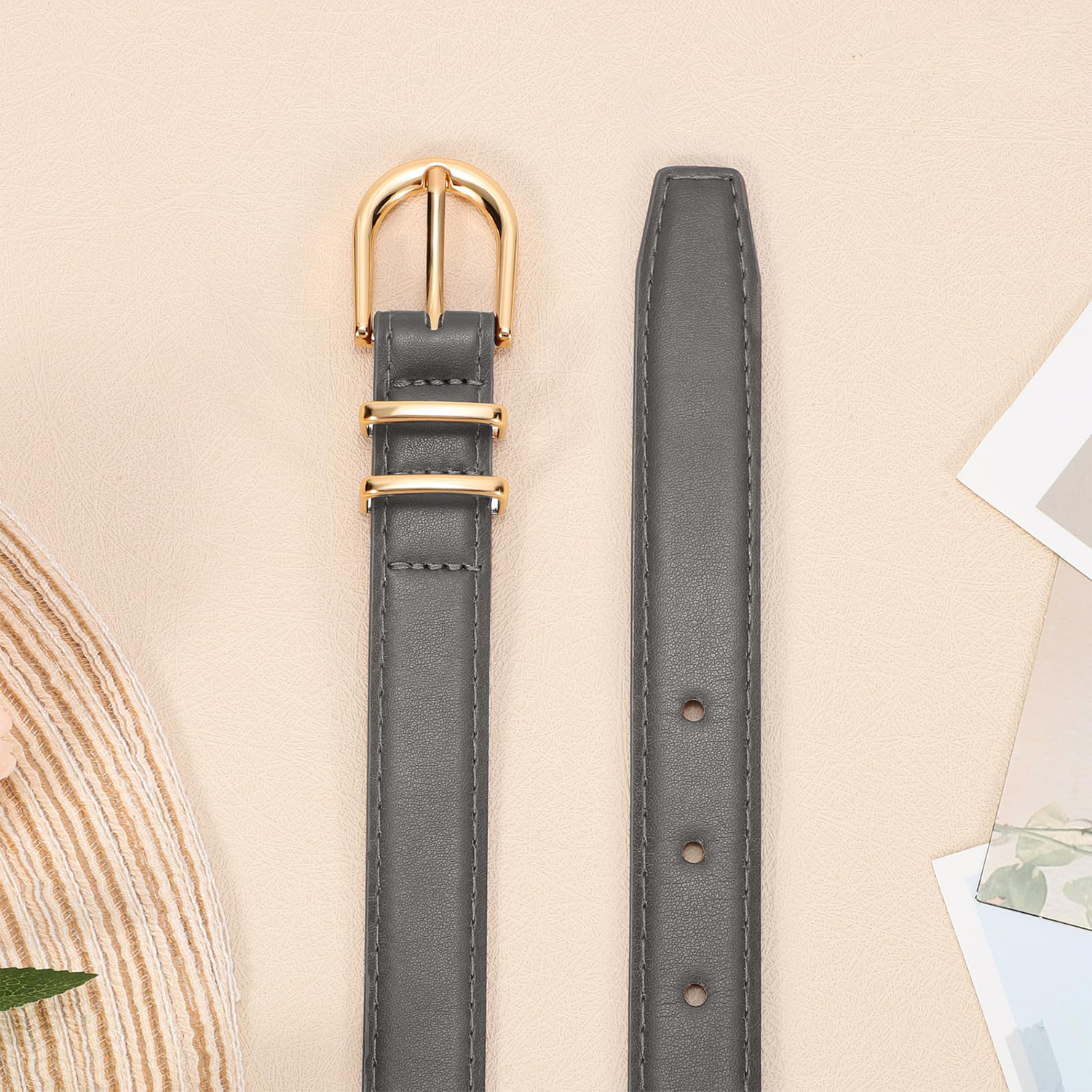 Women Skinny Vegan Leather Belt for Jeans