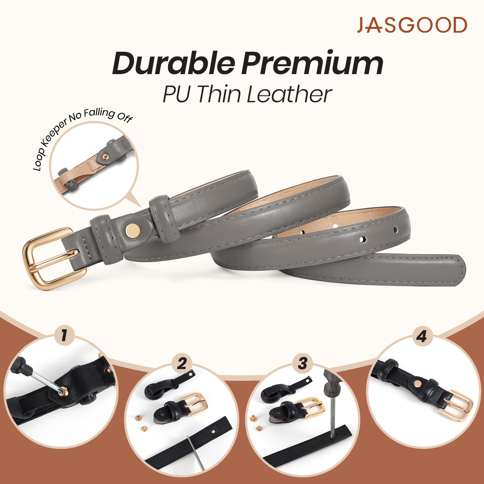 21 Colors Ladies Belt with Gold Buckle