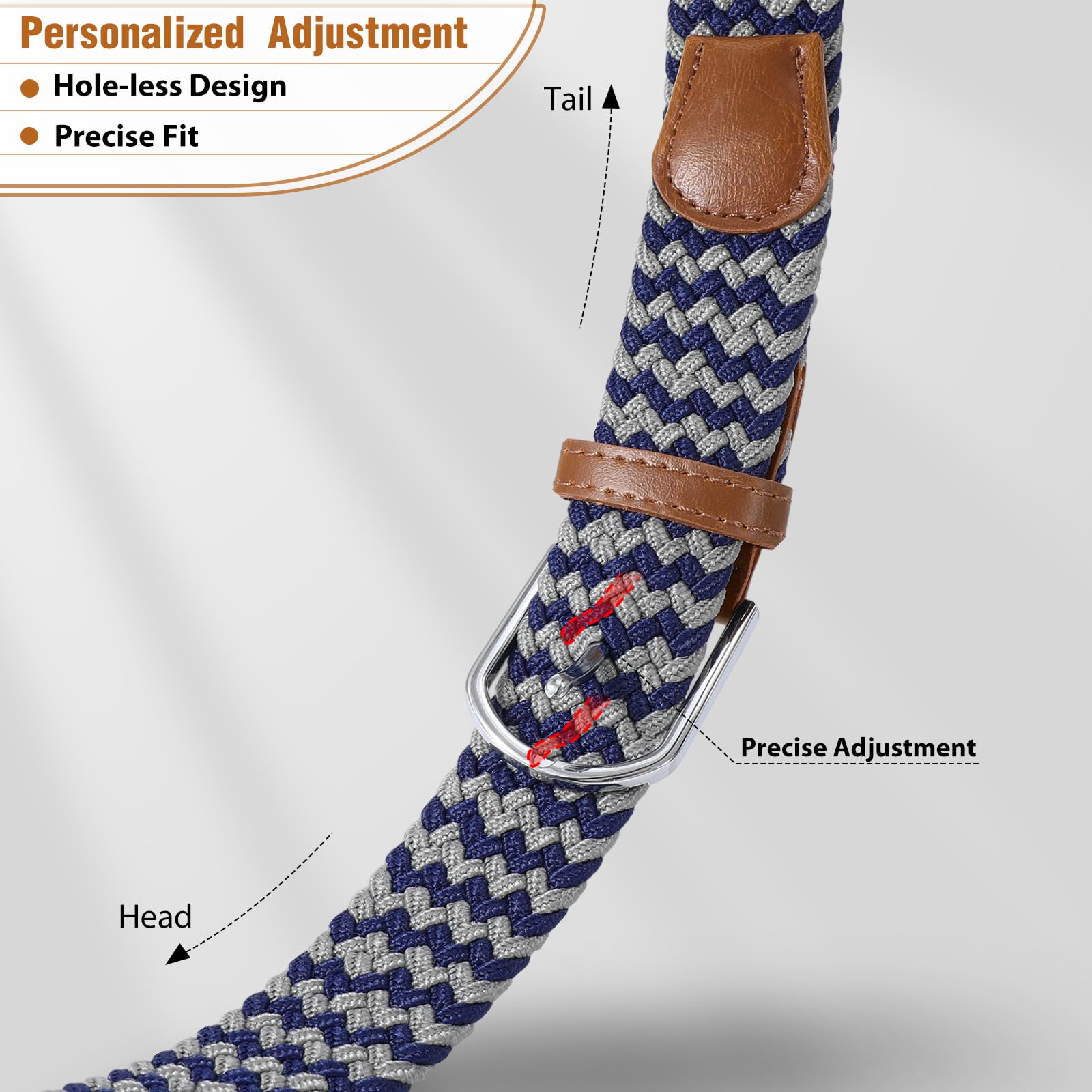 Braided Stretch Belt for Men Women