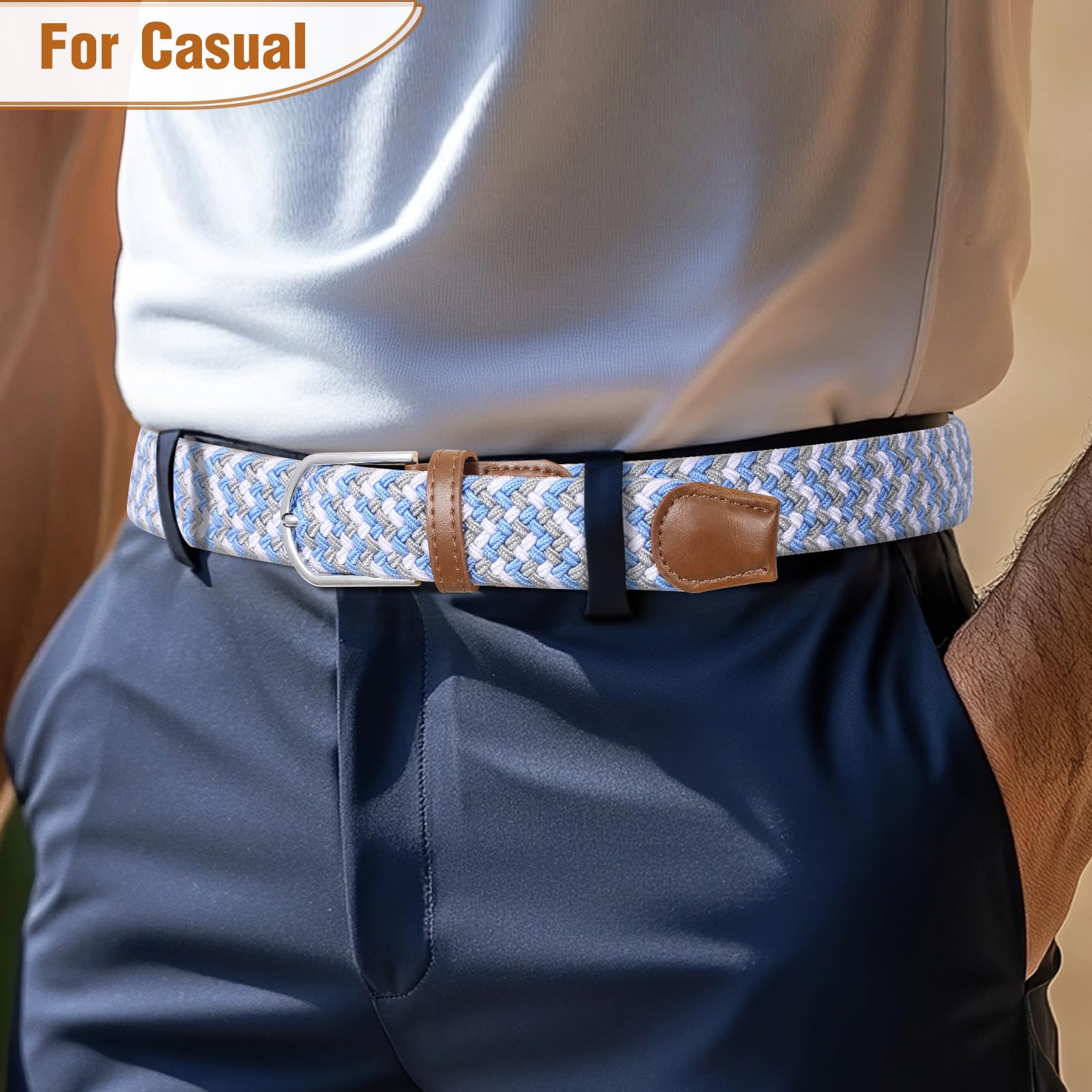 Braided Stretch Belt for Men Women