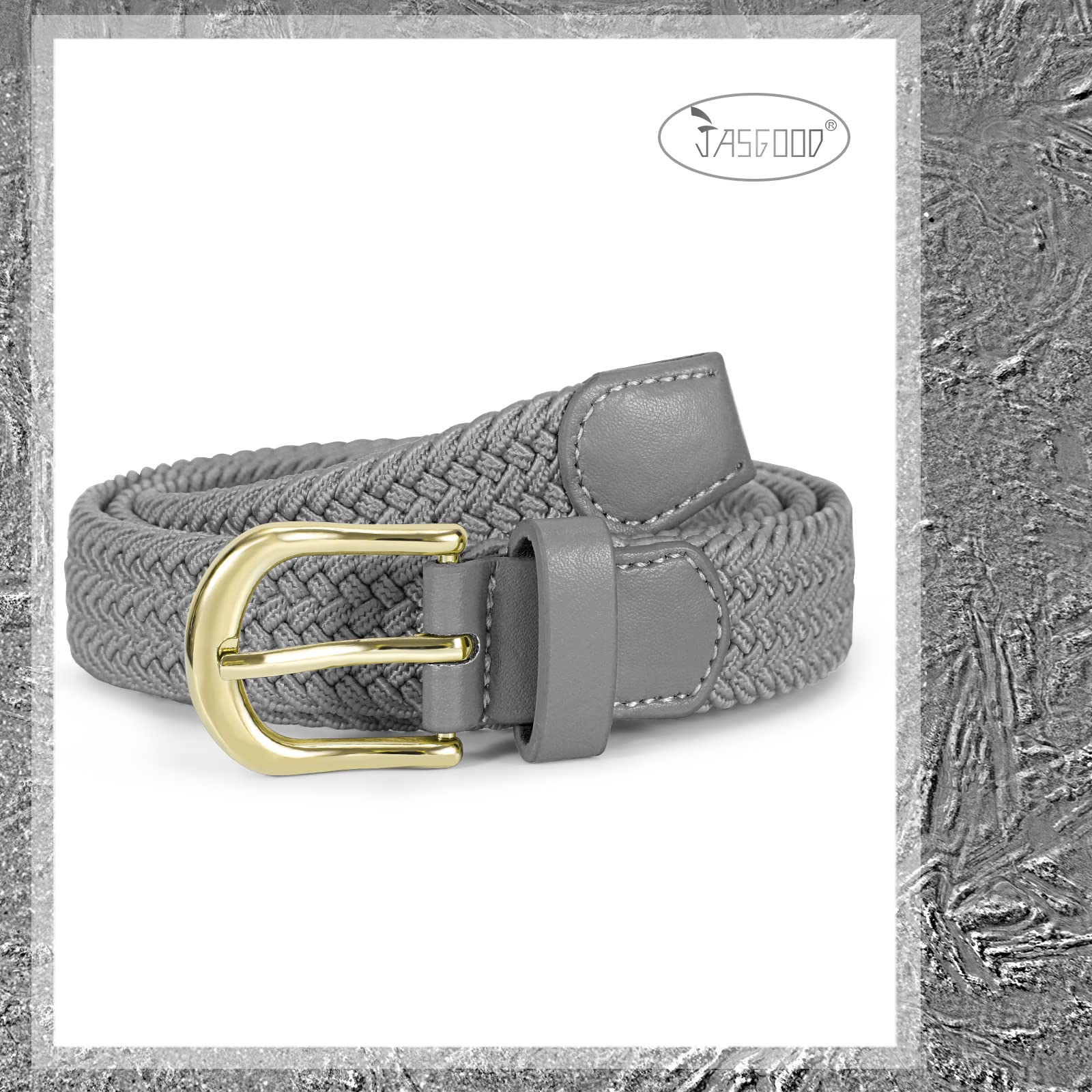 2-Pack Elastic Woven Stretch Fabric Braided Belts for Women