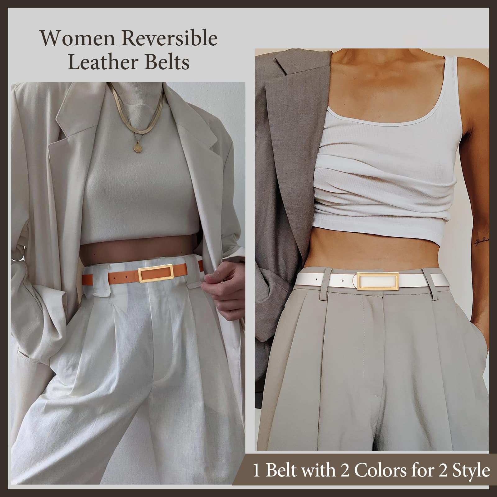 Reversible Waist Belt with Square Buckle