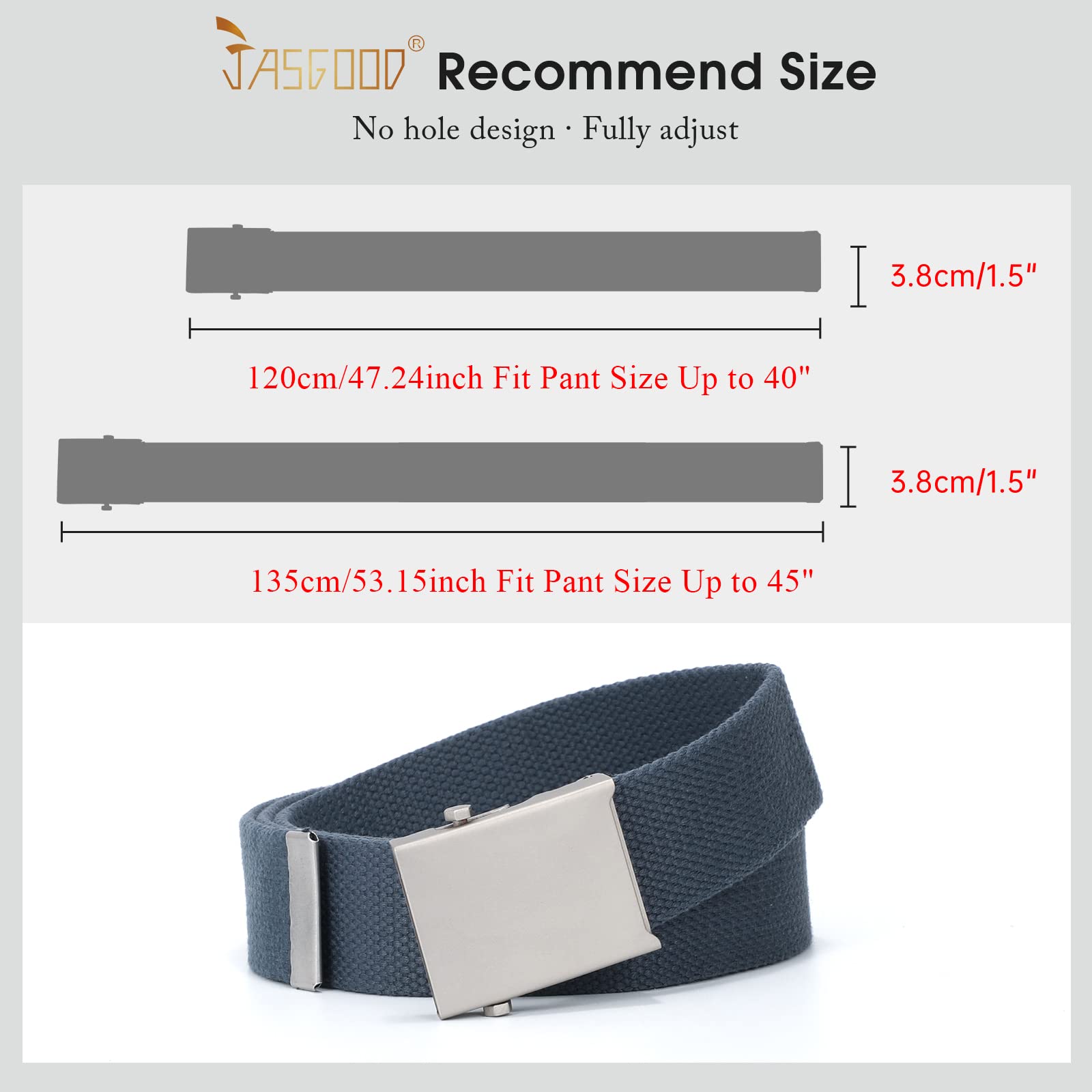2 Pack Canvas Web Belt with Metal Buckle