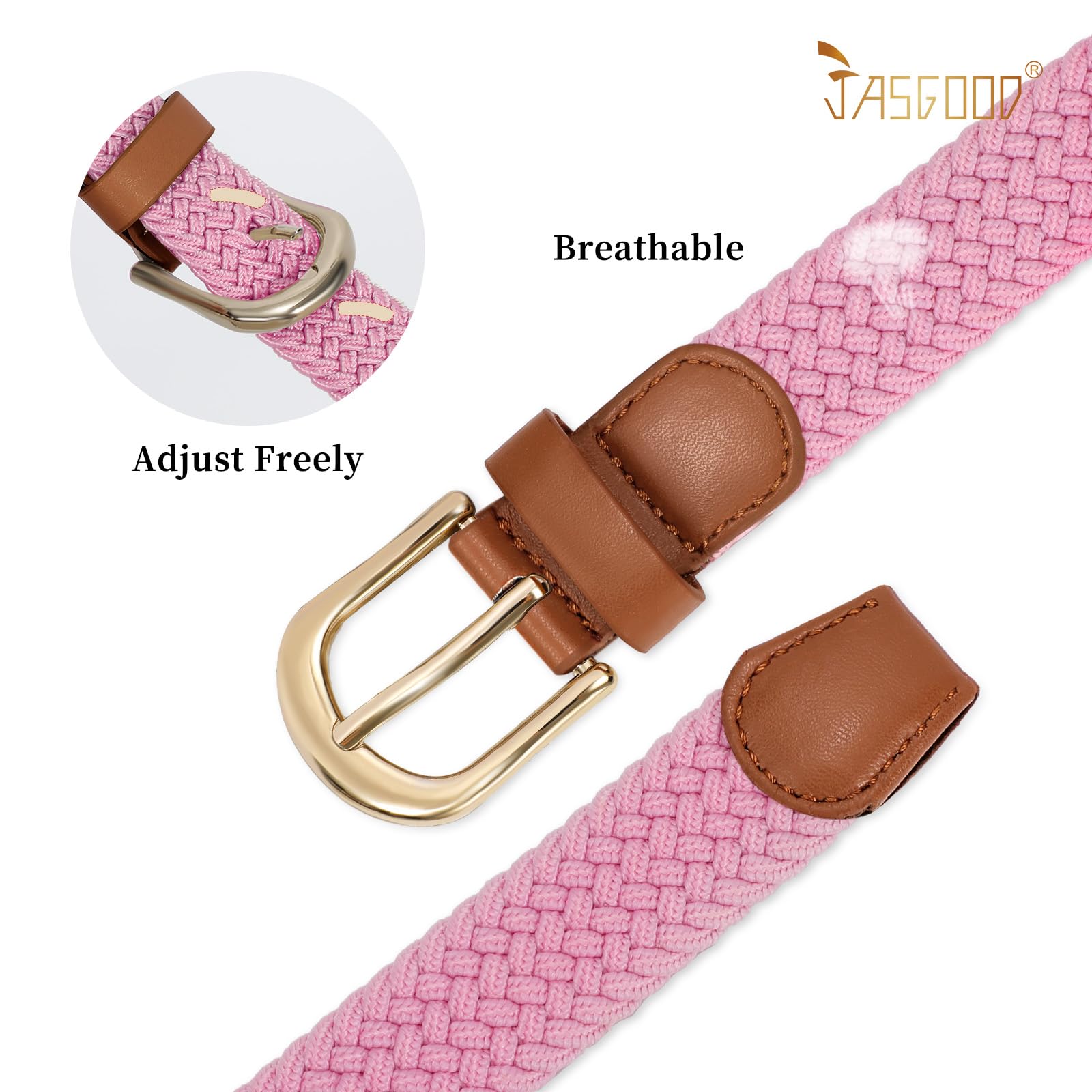 2-Pack Elastic Woven Stretch Fabric Braided Belts for Women