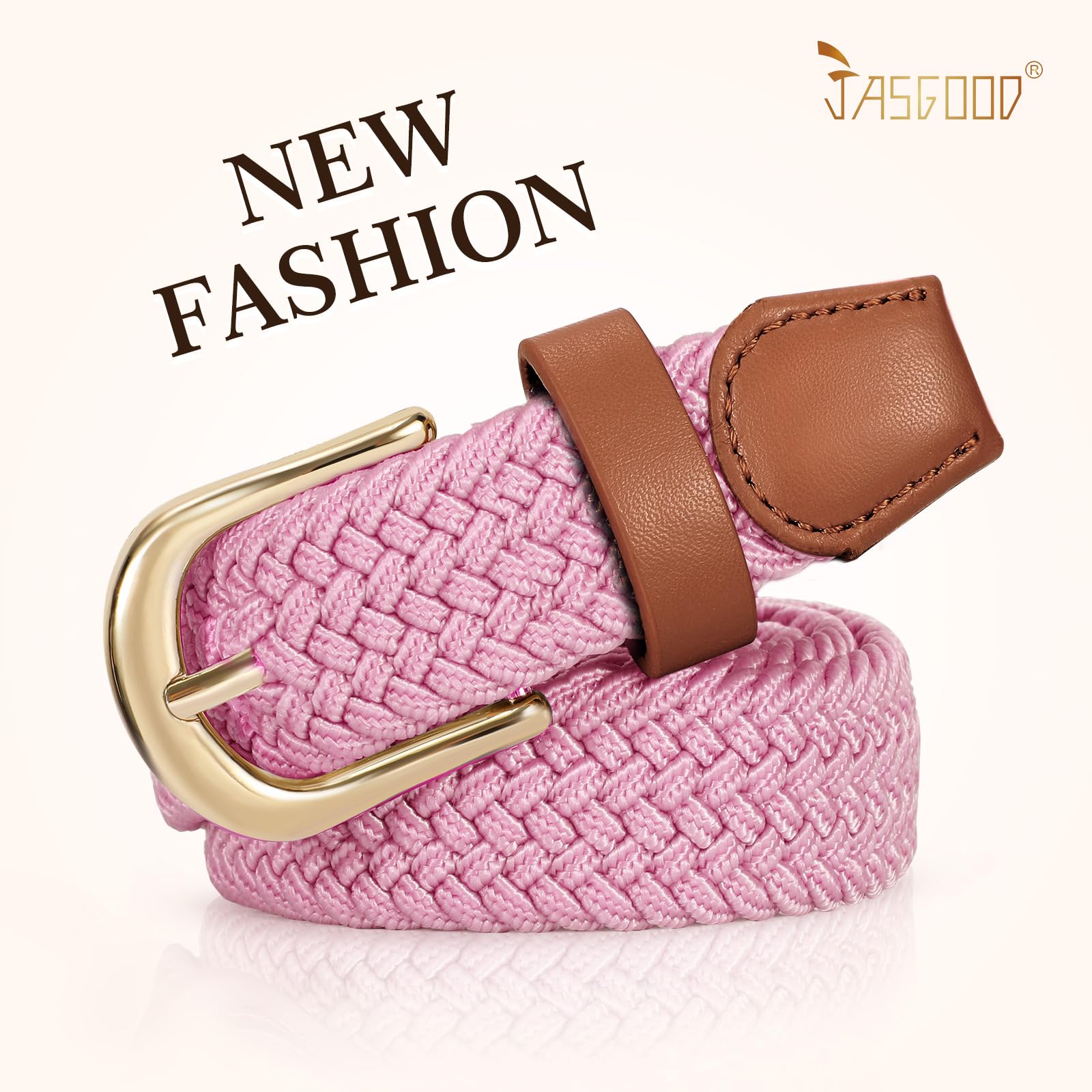 2-Pack Elastic Woven Stretch Fabric Braided Belts for Women