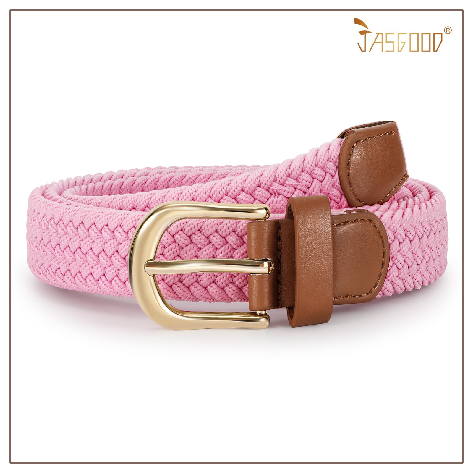2-Pack Elastic Woven Stretch Fabric Braided Belts for Women
