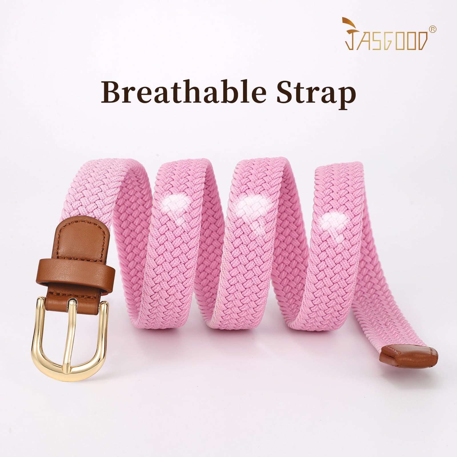 2-Pack Elastic Woven Stretch Fabric Braided Belts for Women