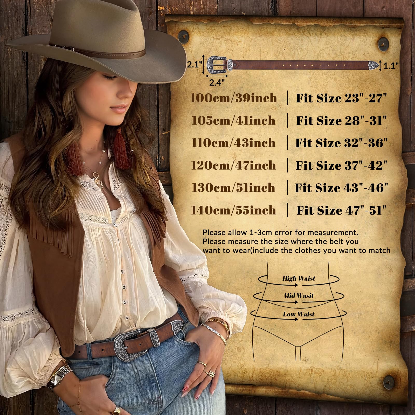 Vintage Western Design Belt for Pants Jeans Dresses - JASGOOD OFFICIAL