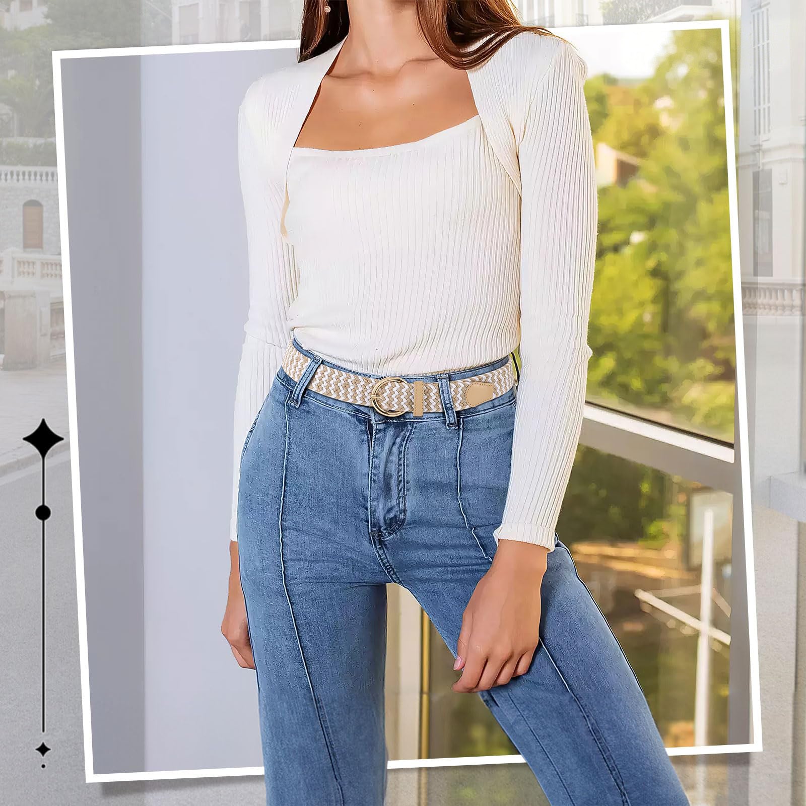 Women Men Woven Elastic Stretch Braided Waist Belt