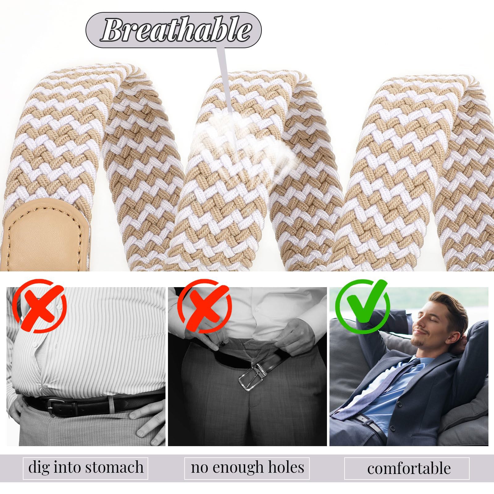 Women Men Woven Elastic Stretch Braided Waist Belt