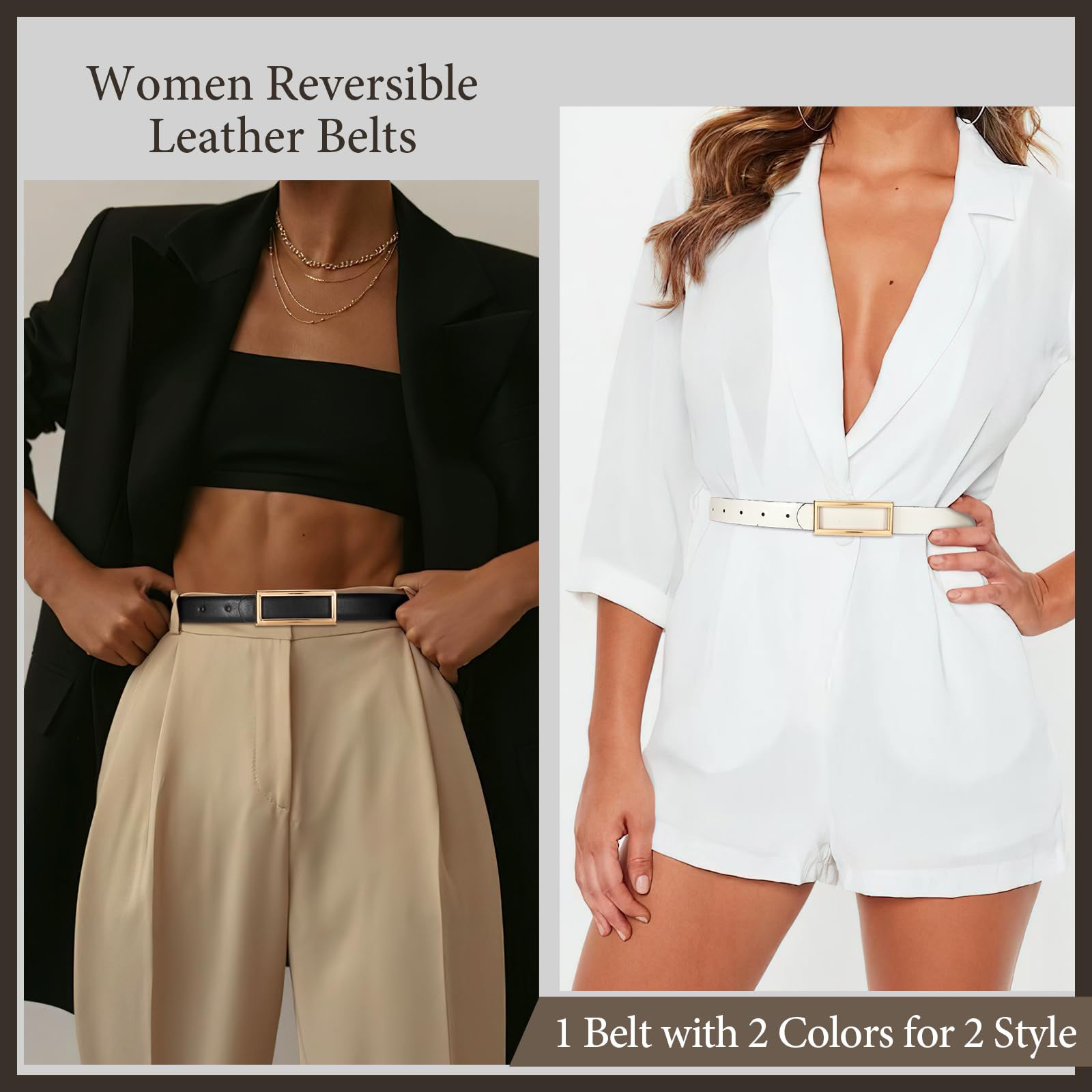 Reversible Waist Belt with Square Buckle