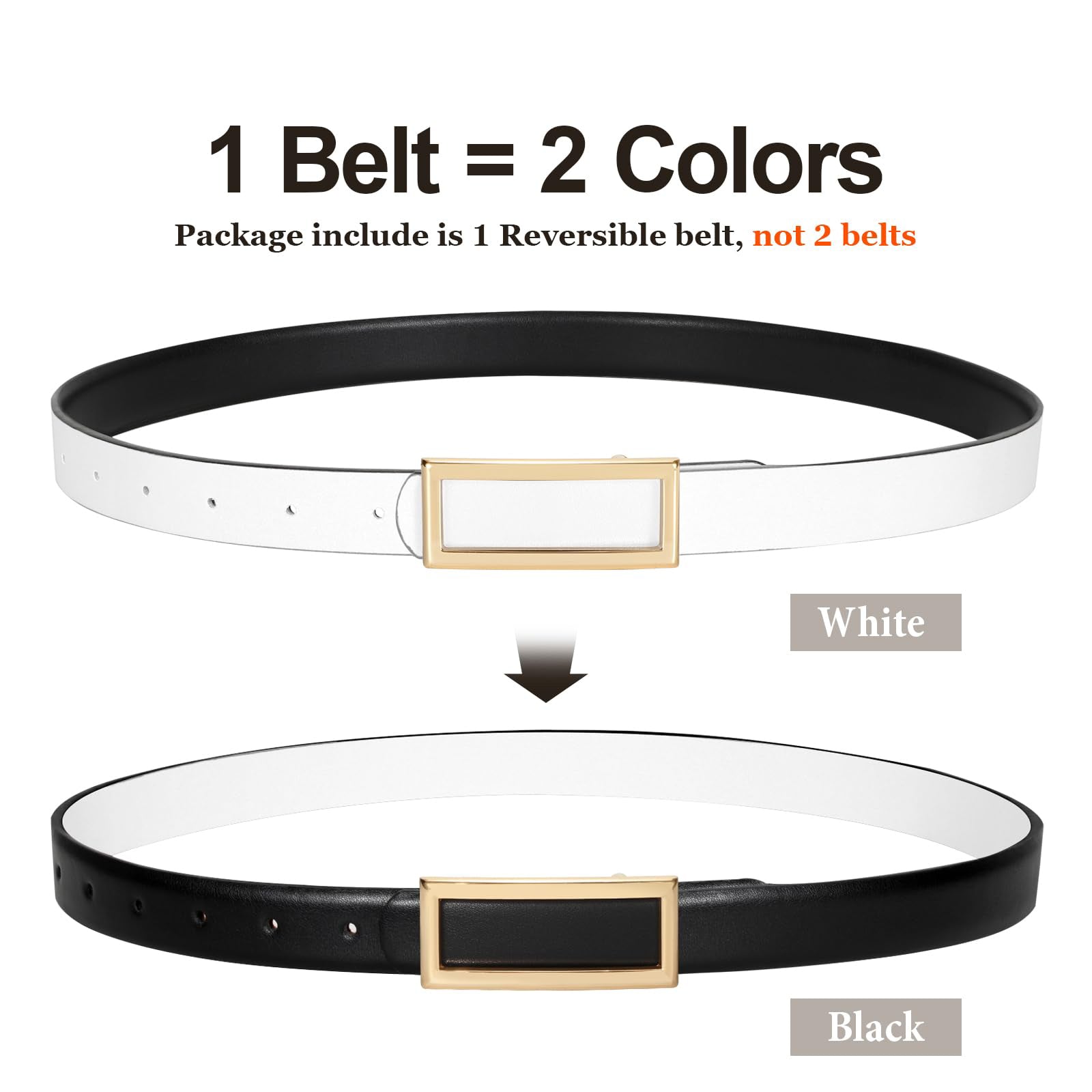 Reversible Waist Belt with Square Buckle
