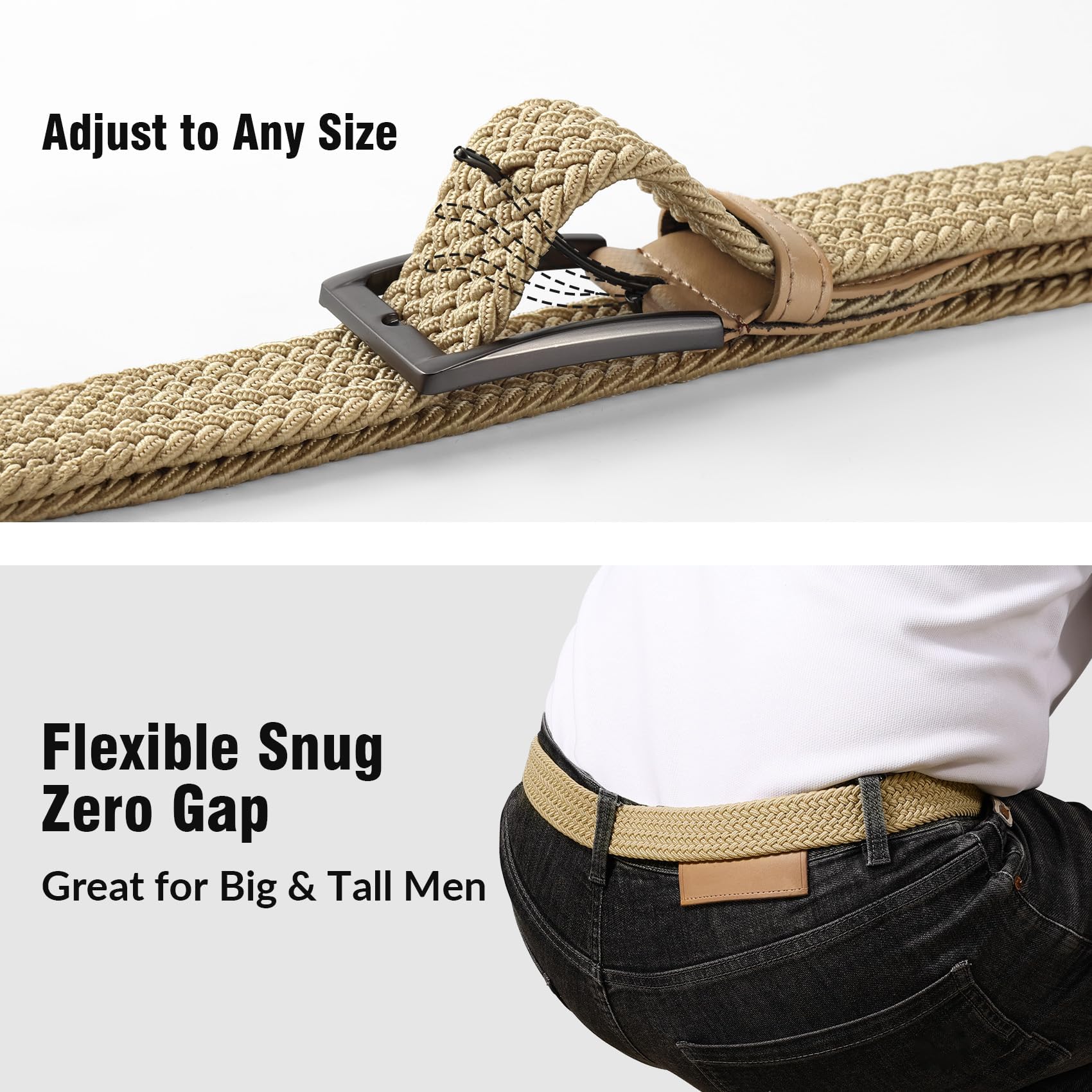 Braided Stretch Golf Belt for Men Women