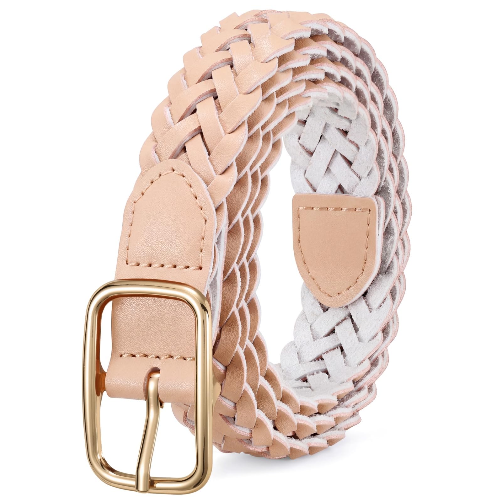 No-Hole Braided Leather Belts Plus Size