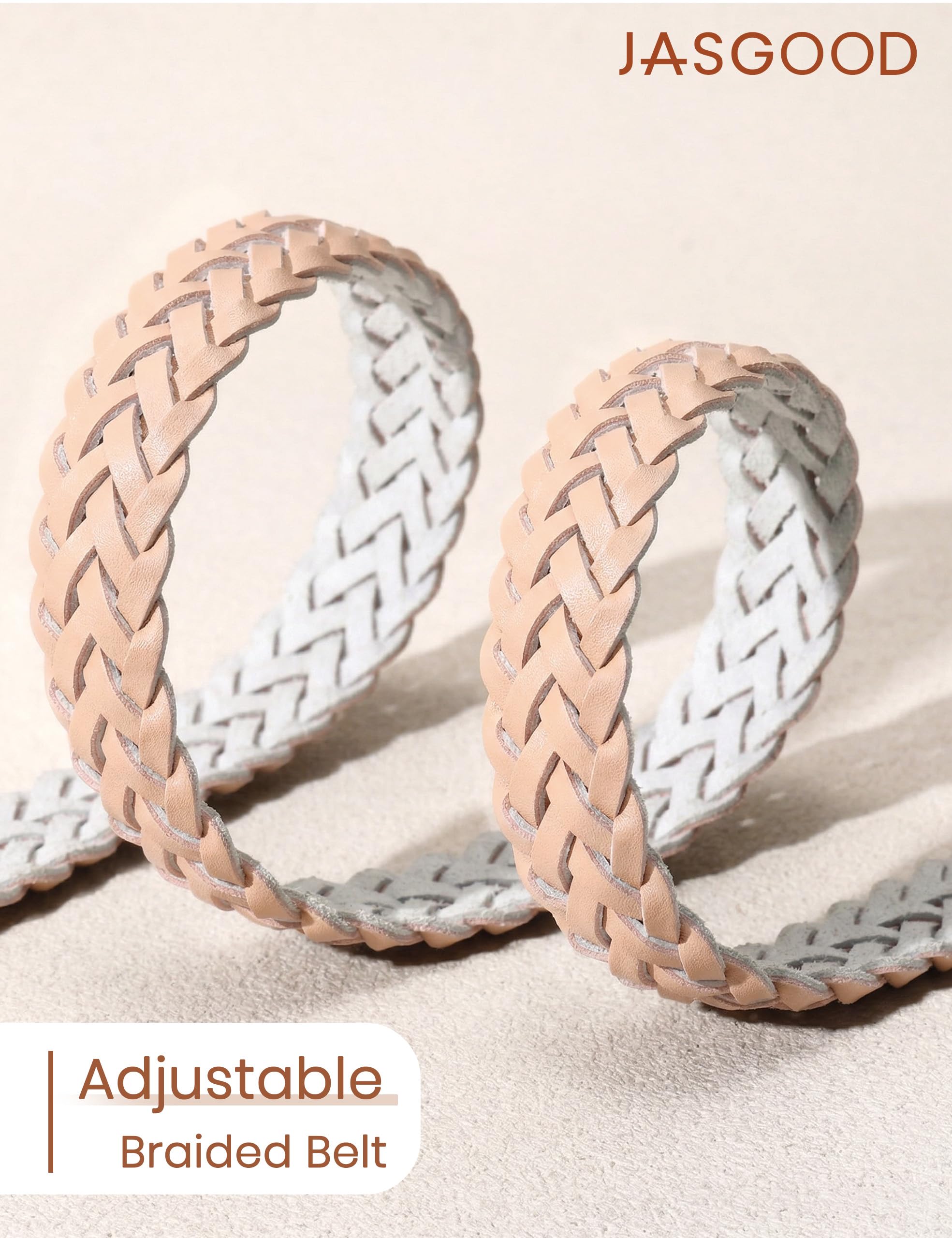 No-Hole Braided Leather Belts Plus Size