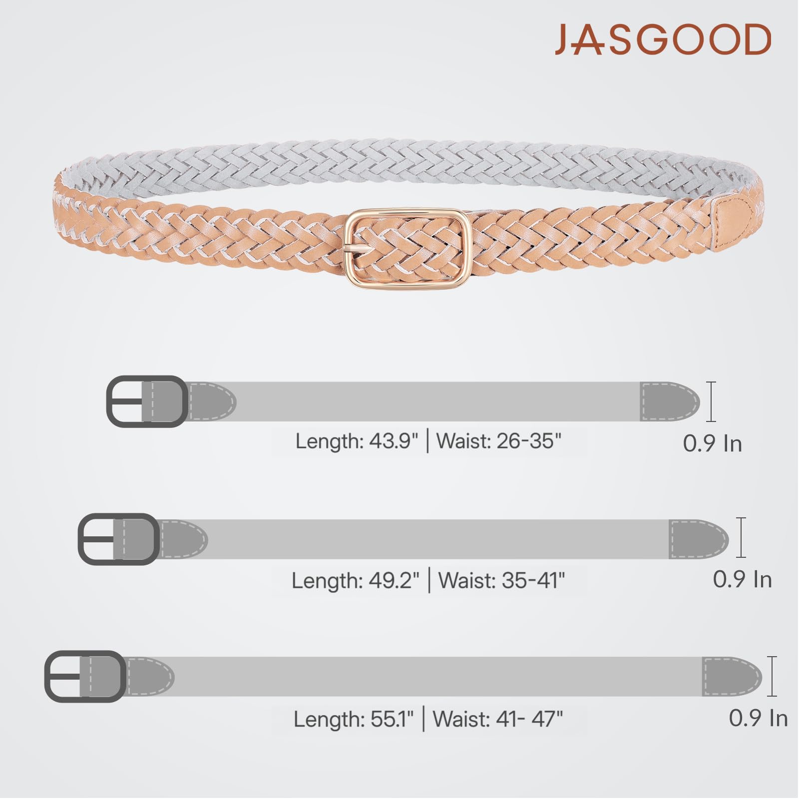 No-Hole Braided Leather Belts Plus Size