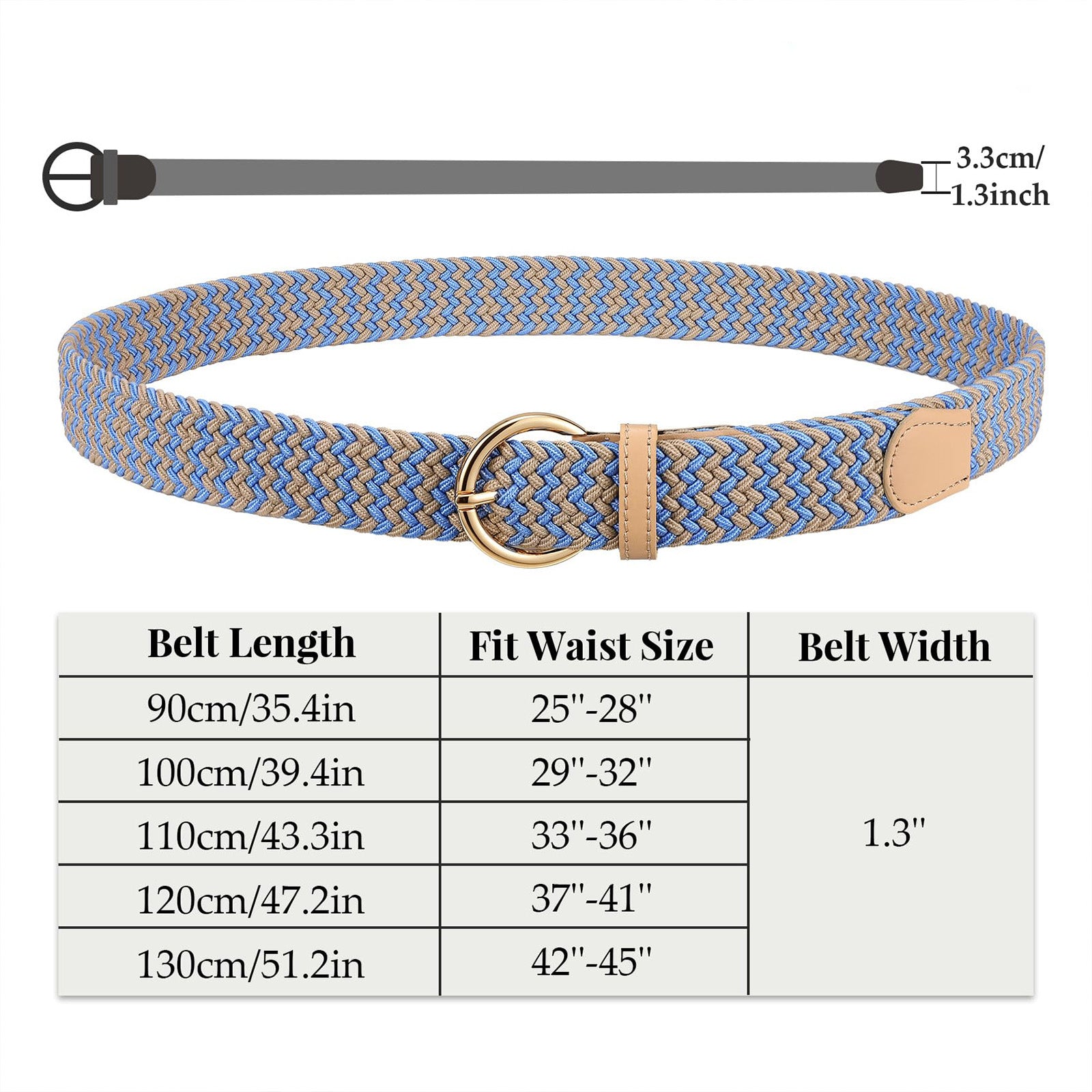 Women Men Woven Elastic Stretch Braided Waist Belt