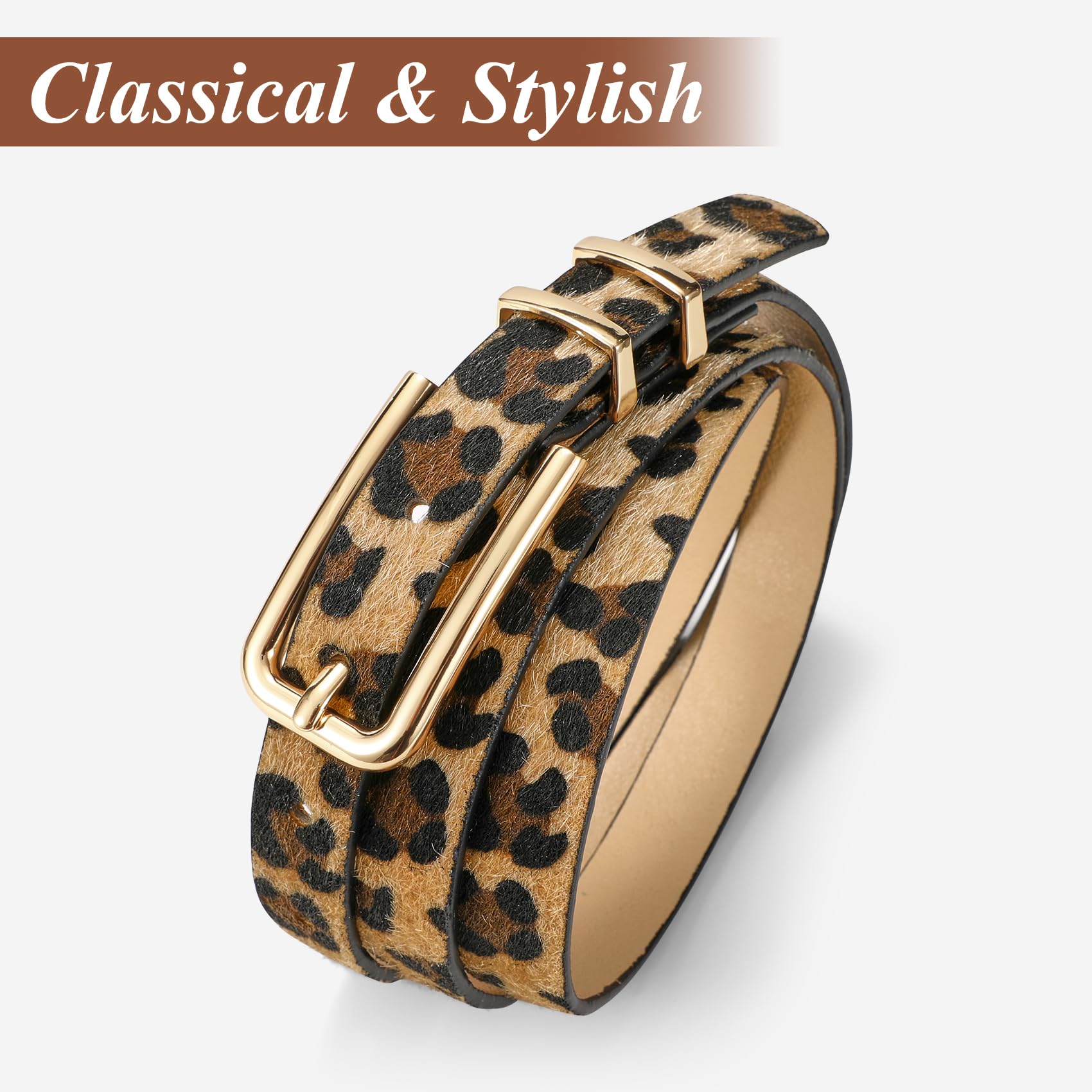 Thin Waist Belt with Square Gold Buckle