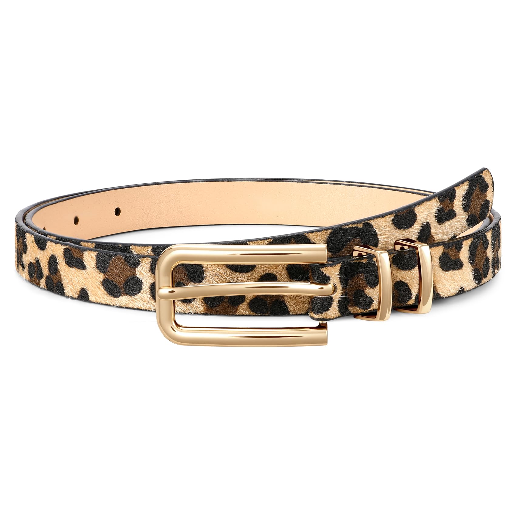 Thin Waist Belt with Square Gold Buckle