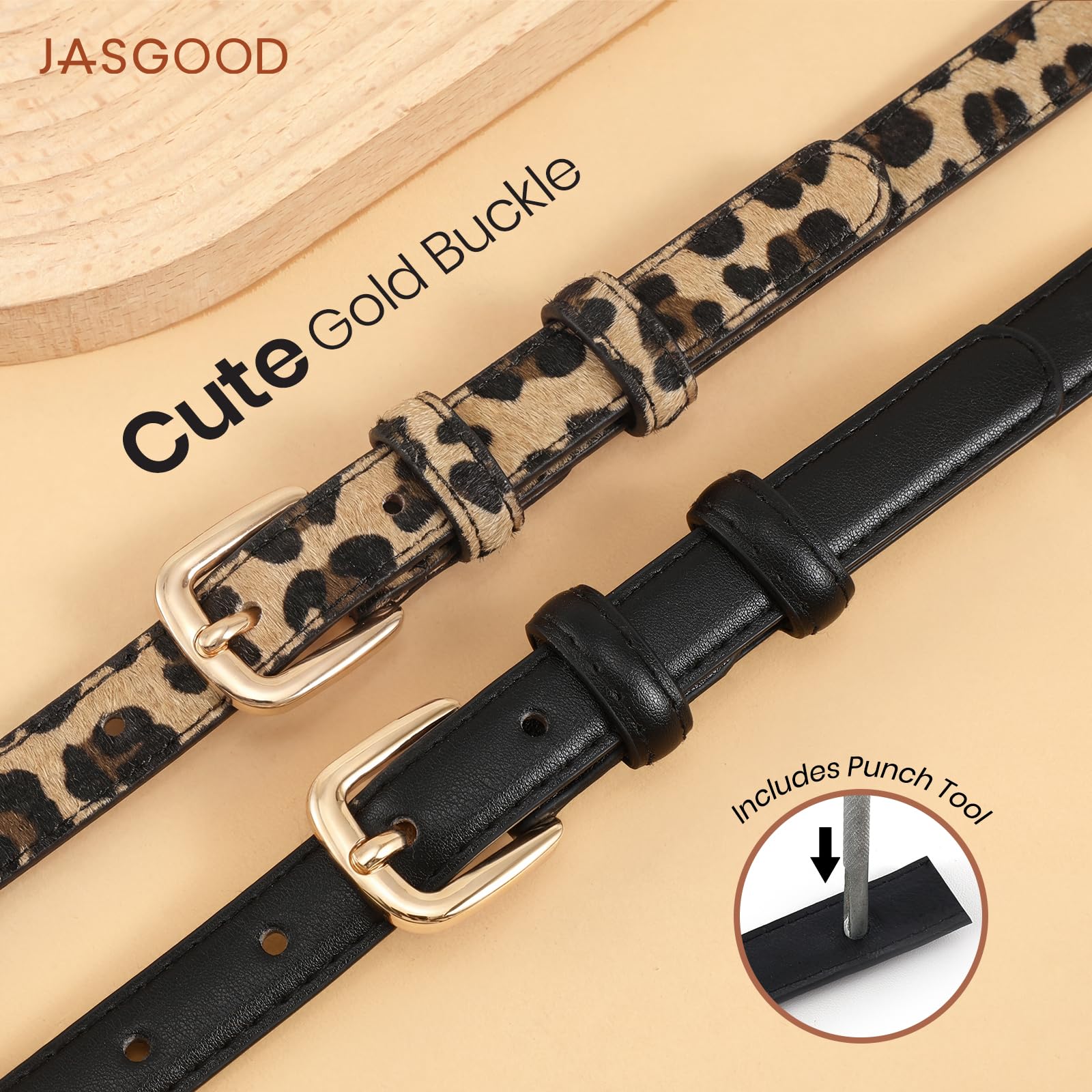 21 Colors Ladies Belt with Gold Buckle
