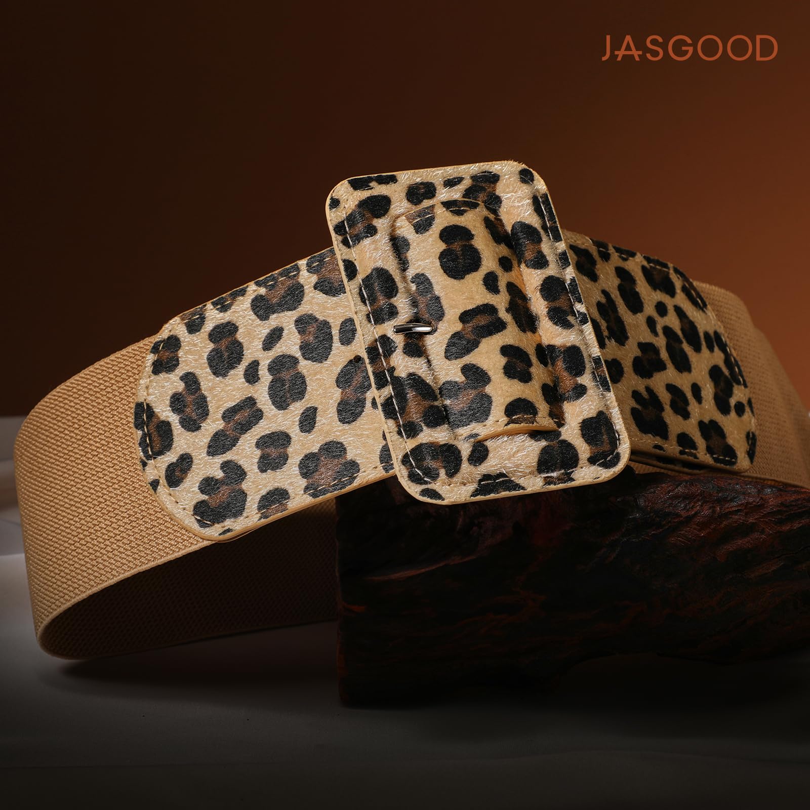 Elastic Suede Wide Belt with Vintage Chunky Square Buckle