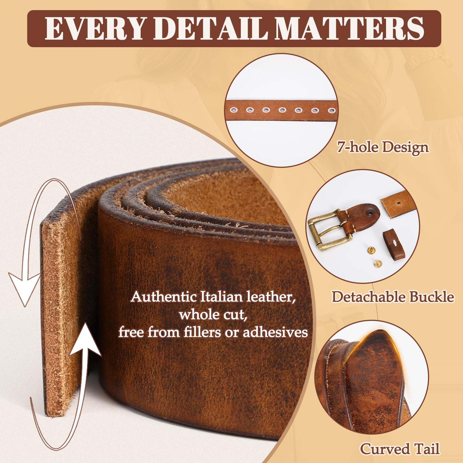 Women Full Grain Leather Belt for Jeans