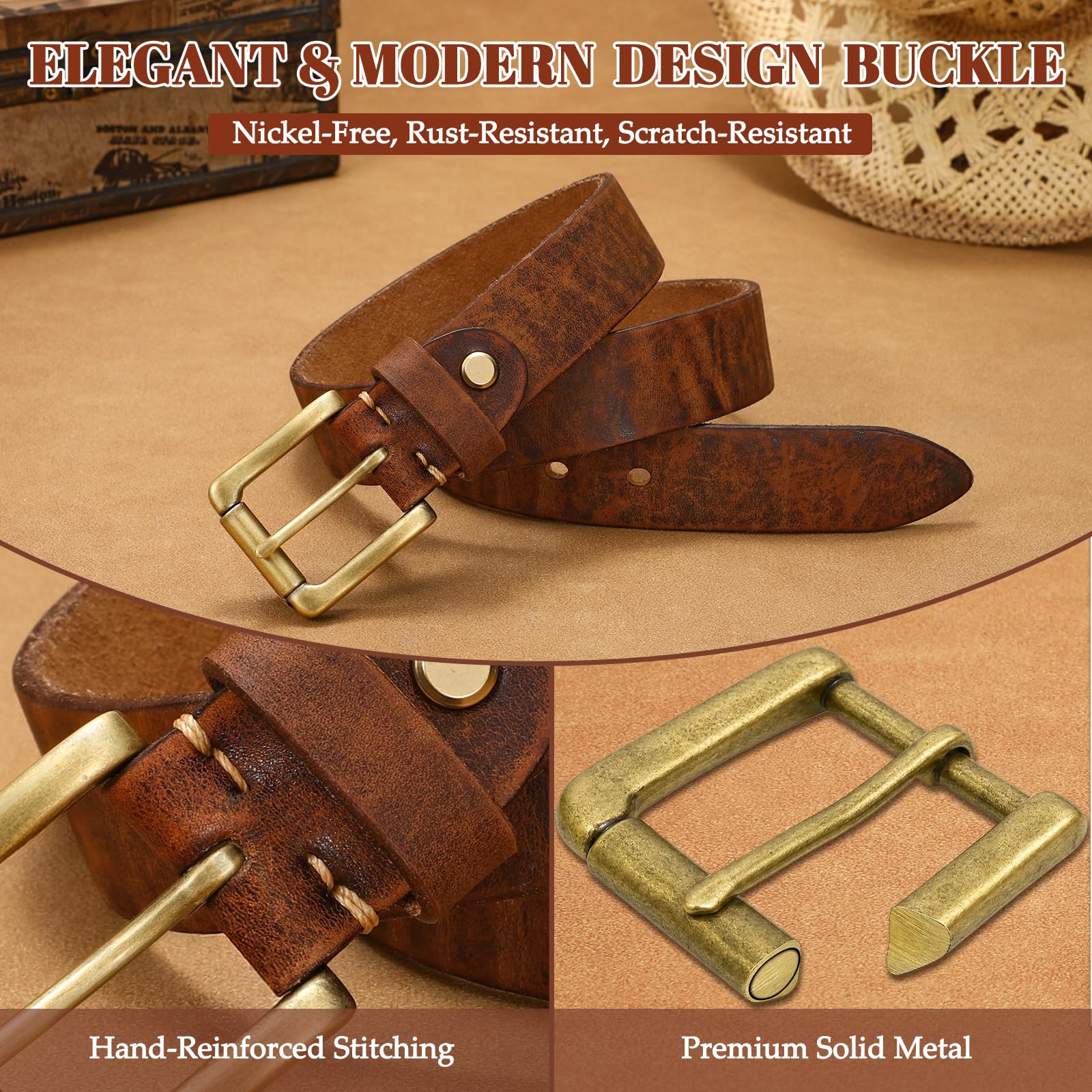 Women Full Grain Leather Belt for Jeans