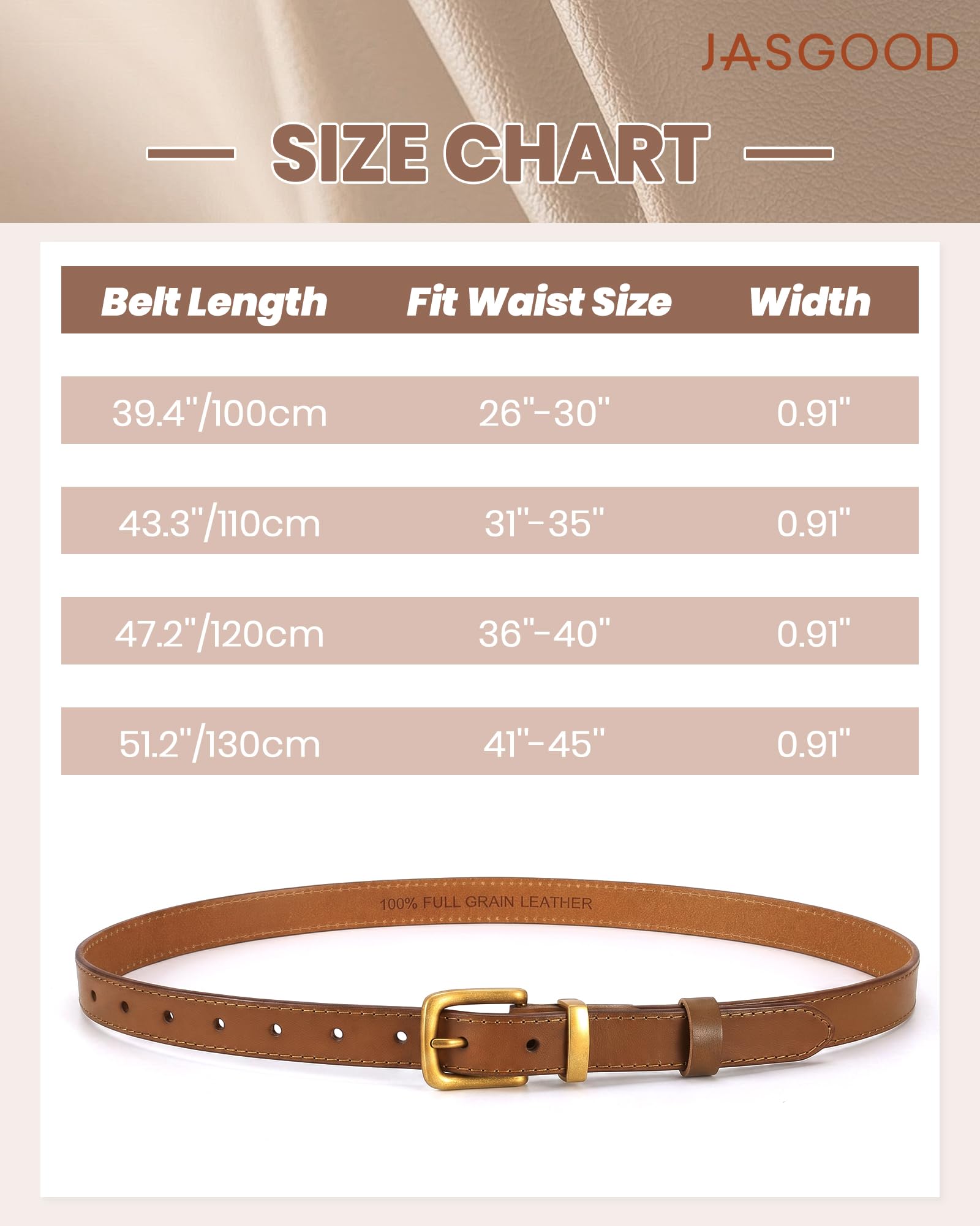 Vintage Full Grain Thin Leather Belt For Women