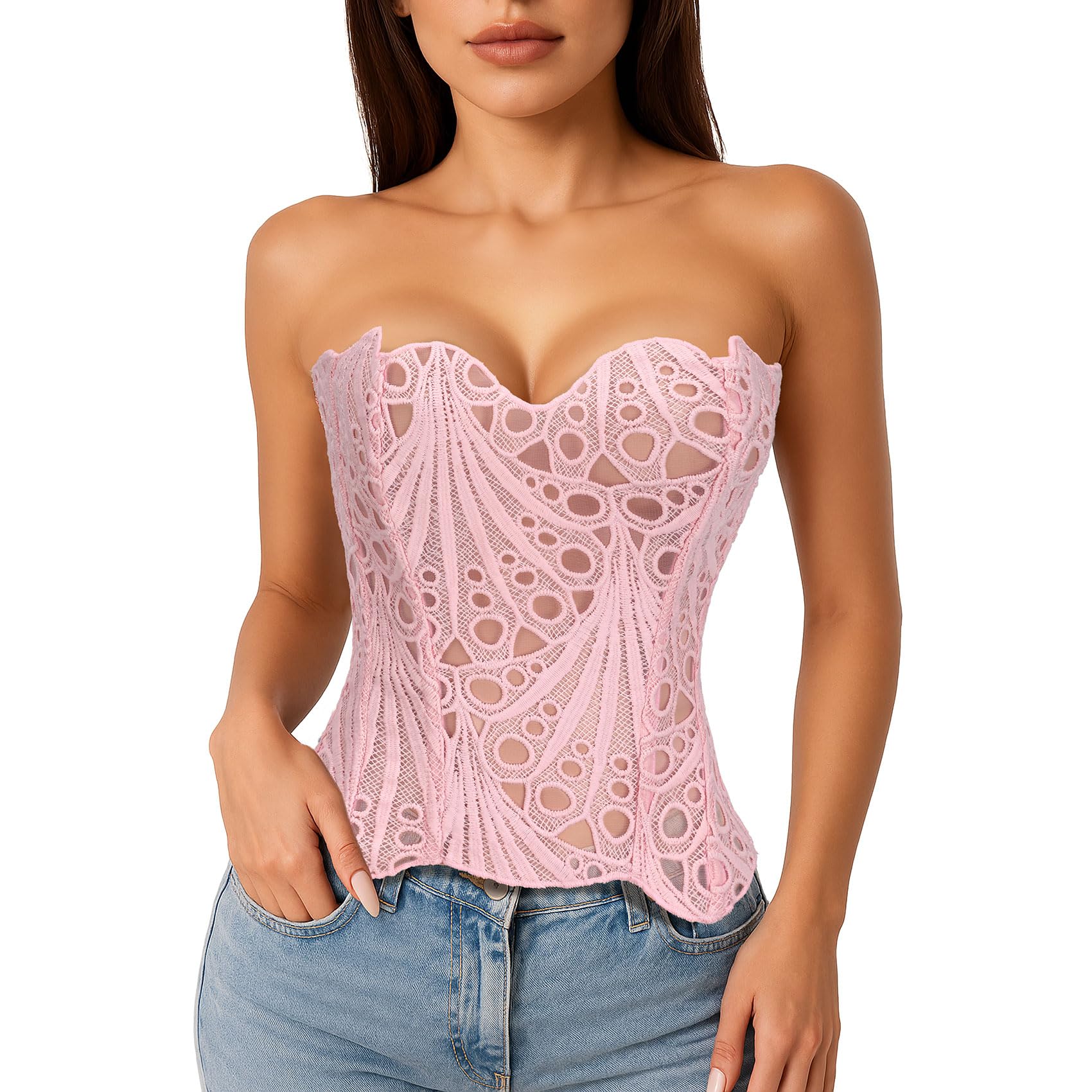 Lace Up Corset Bustier Top