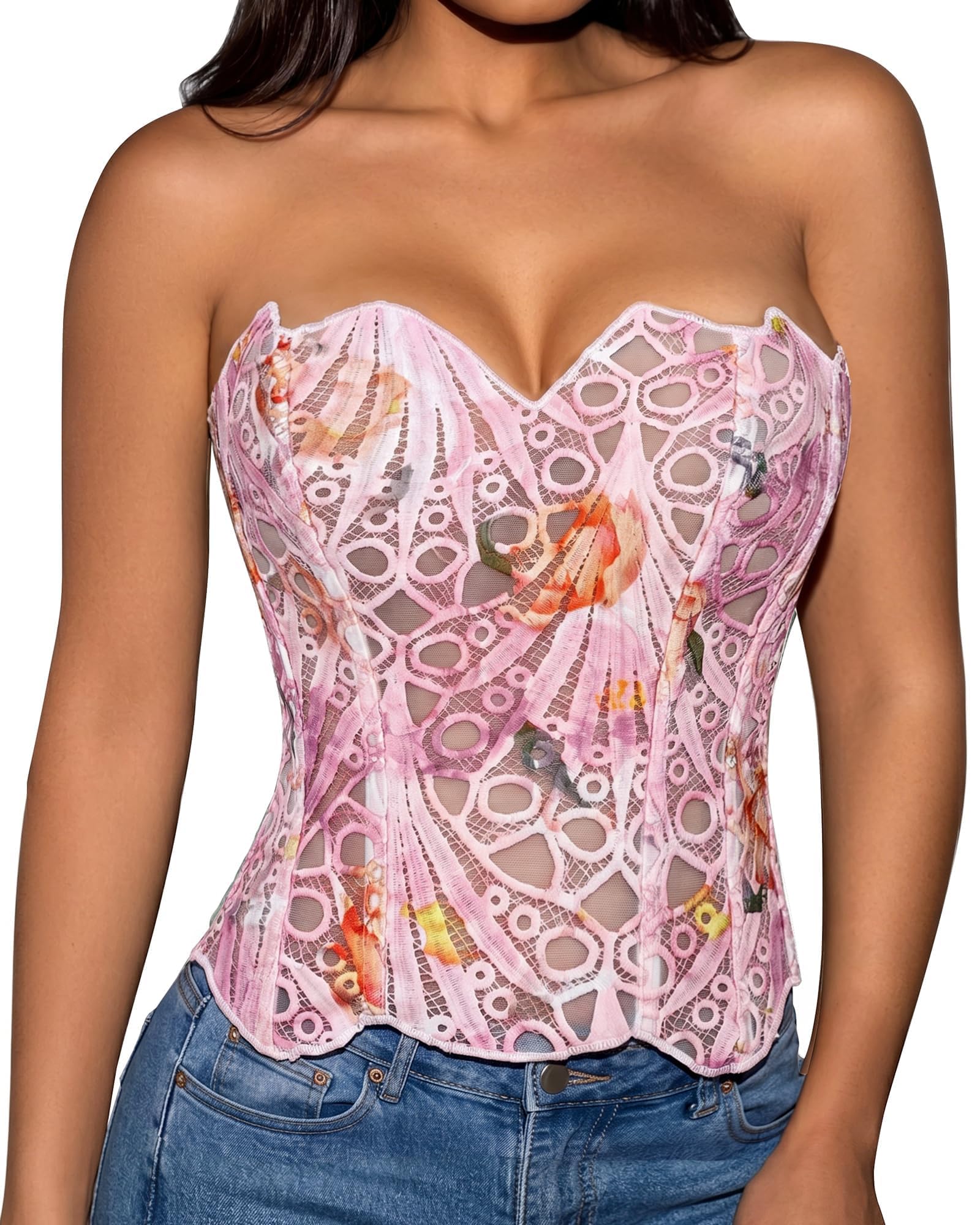 Lace Up Corset Bustier Top