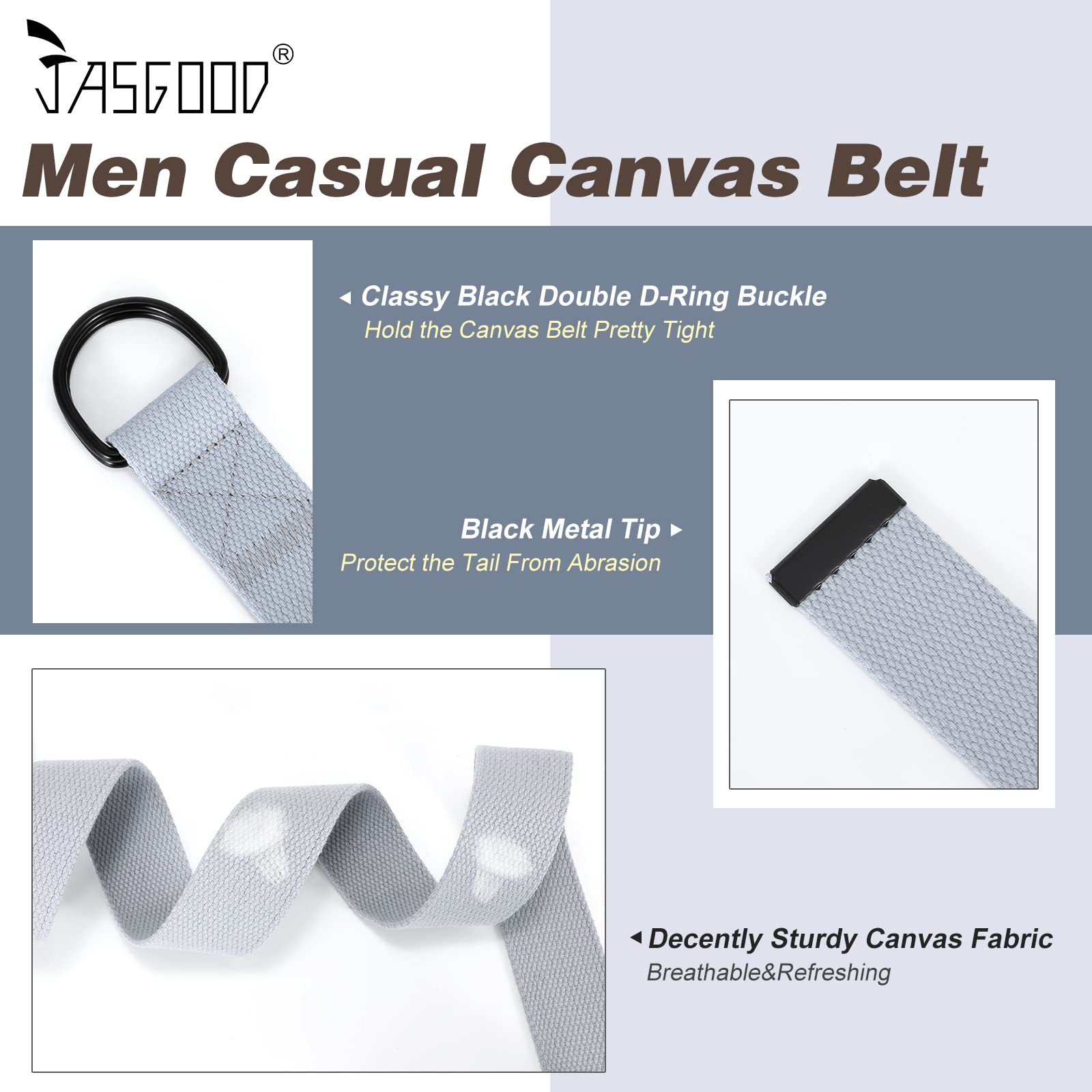 Double D-ring Design Canvas Belt For Men Women