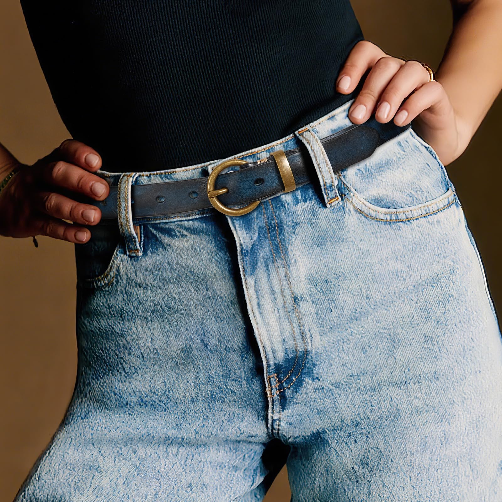Vintage Cowhide Skinny Leather Belt - JASGOOD OFFICIAL