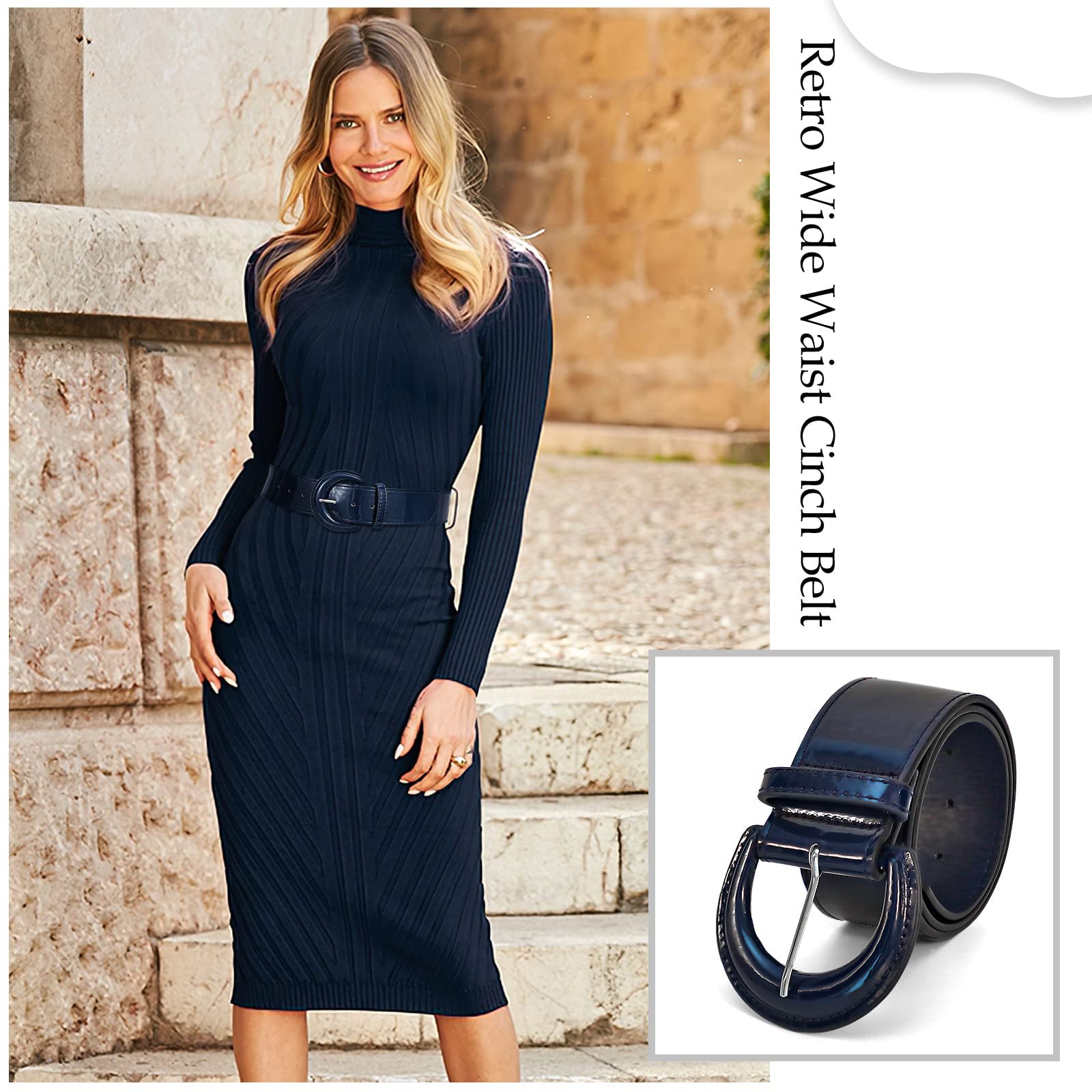 Wide Patent Leather Belt For Coat
