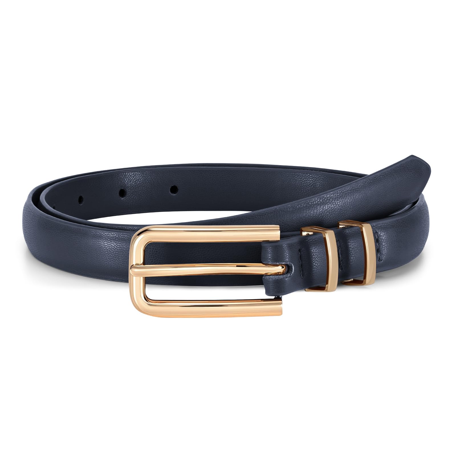 Thin Waist Belt with Square Gold Buckle